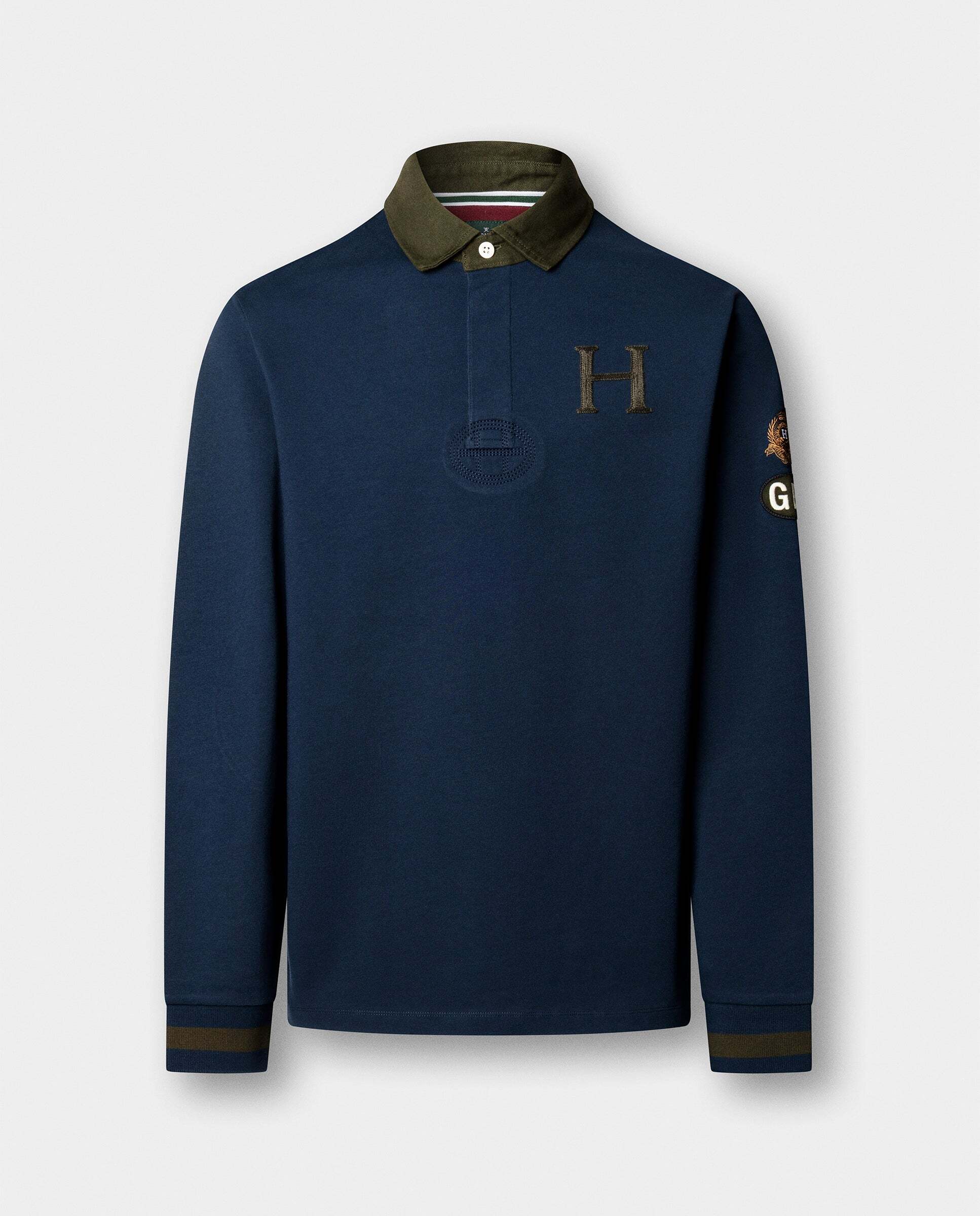 Polo de hombre rugby con múltiples logos fit clásico - Hackett - Azul Azul-7