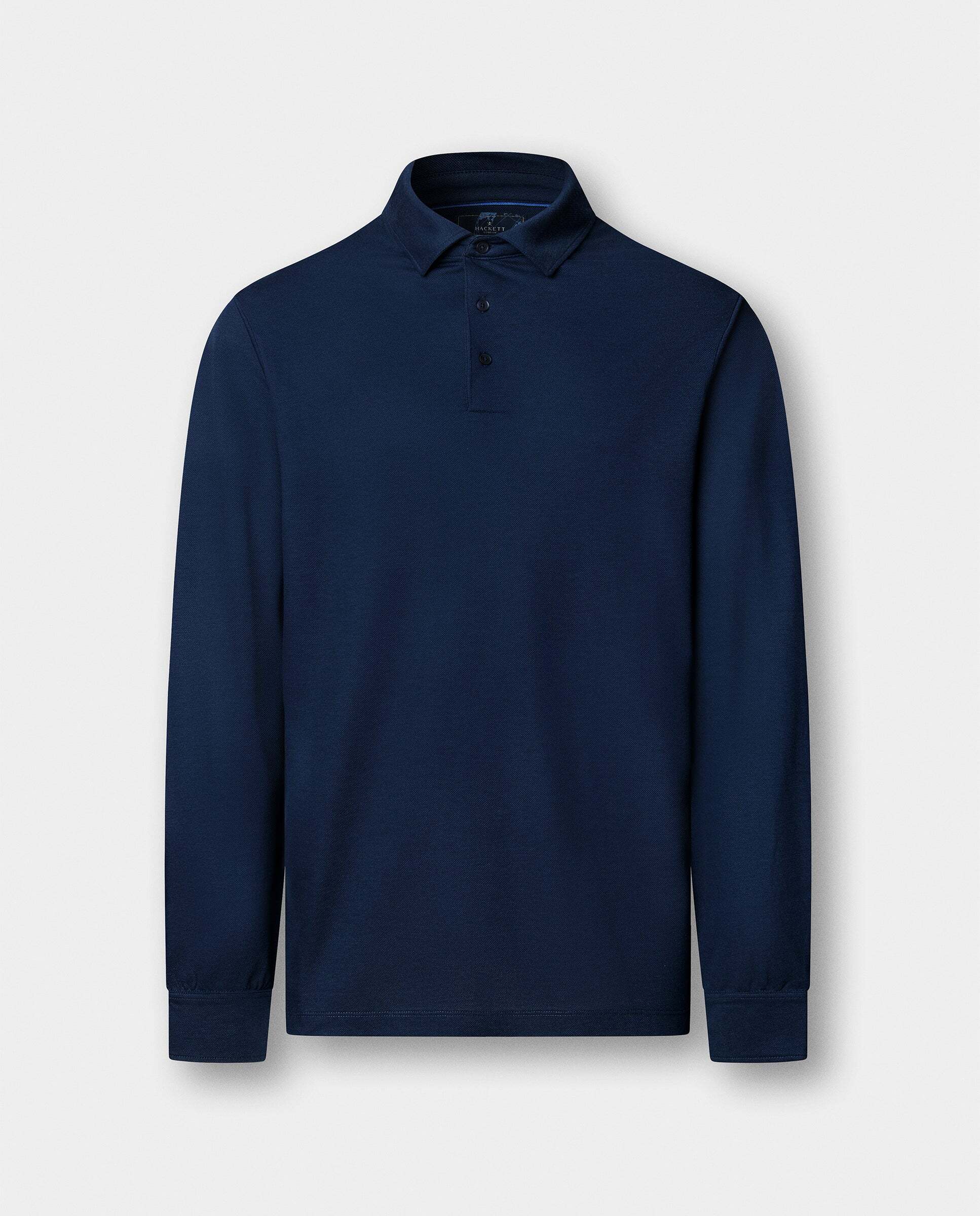 Polo de hombre piqué manga larga fit clásico de viaje - Hackett - Azul Azul-7
