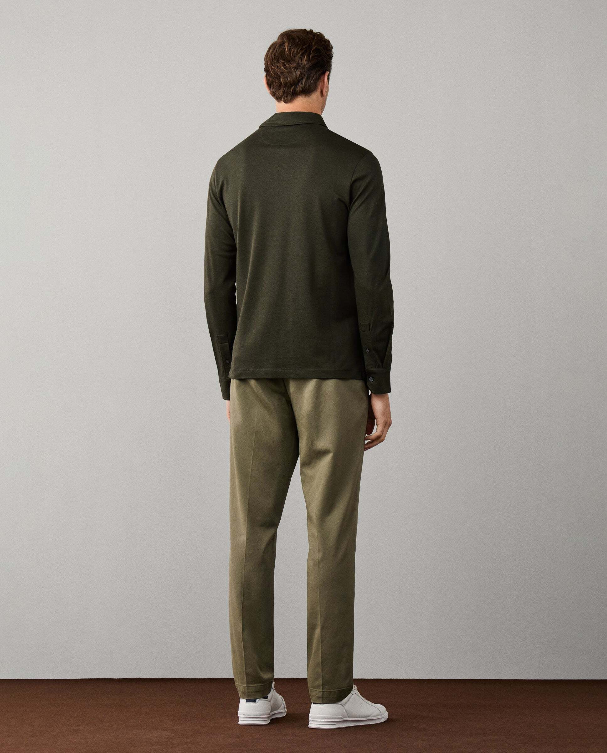Polo de hombre piqué manga larga fit clásico de viaje - Hackett - Verde Verde-3