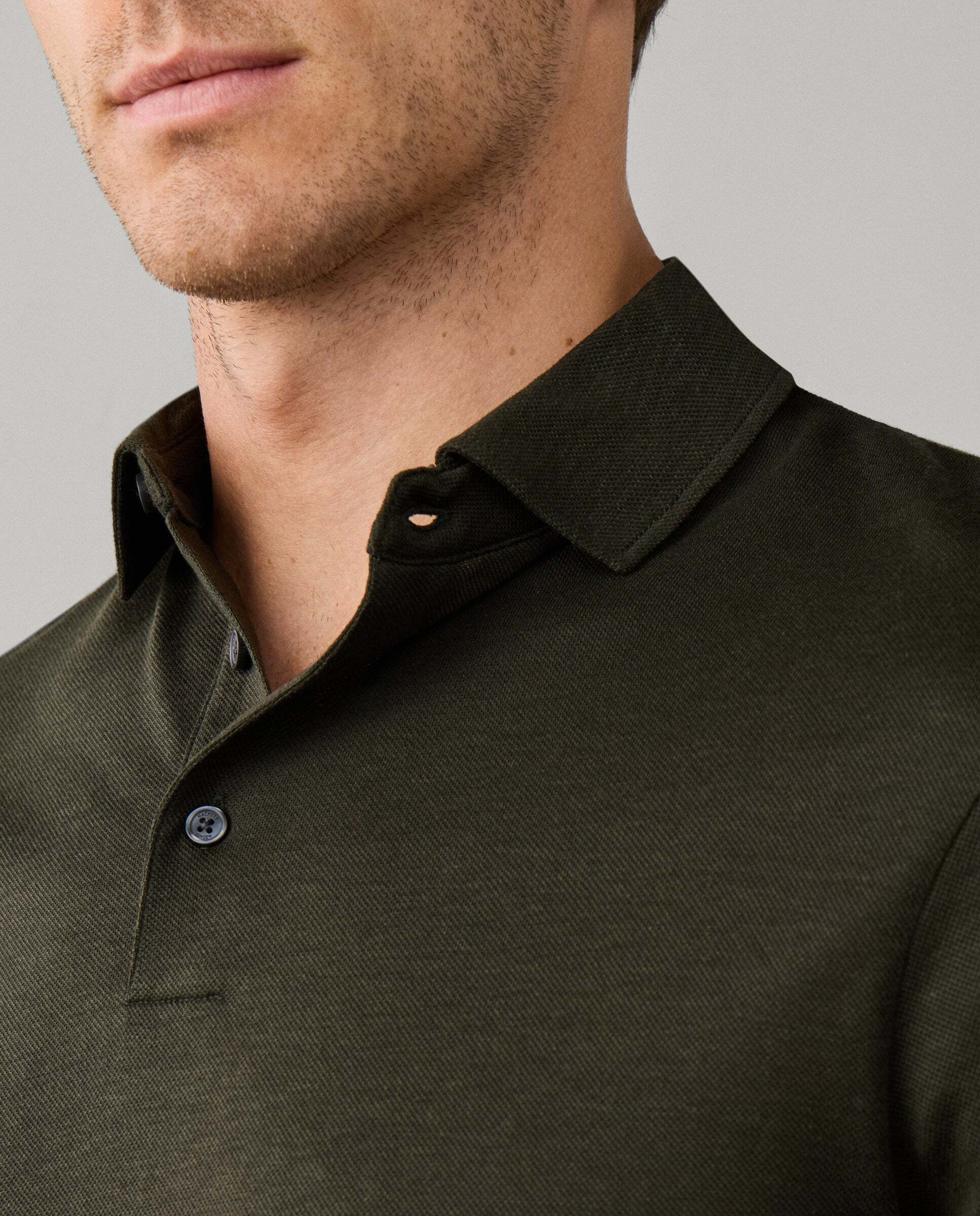 Polo de hombre piqué manga larga fit clásico de viaje - Hackett - Verde Verde-4