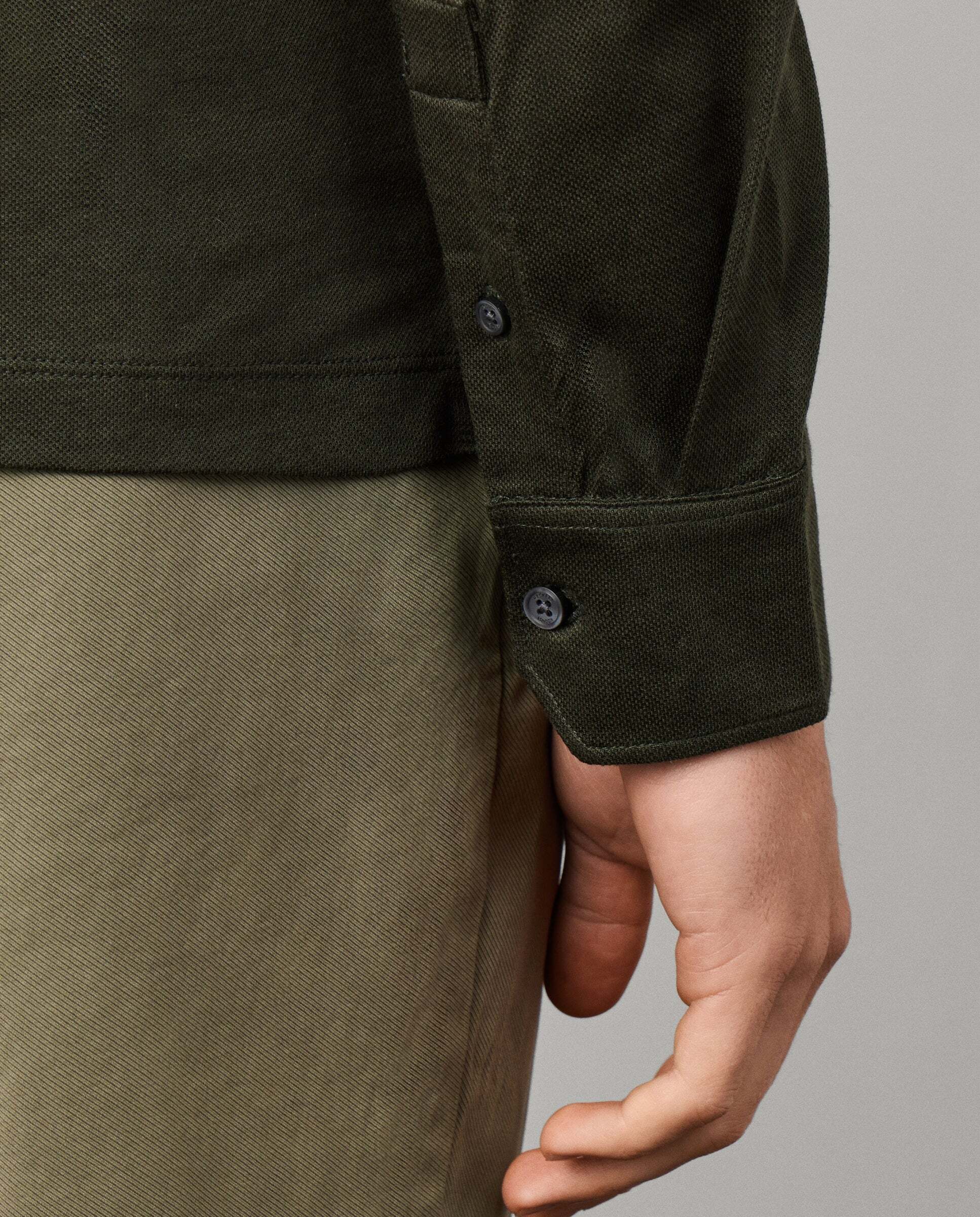 Polo de hombre piqué manga larga fit clásico de viaje - Hackett - Verde Verde-5