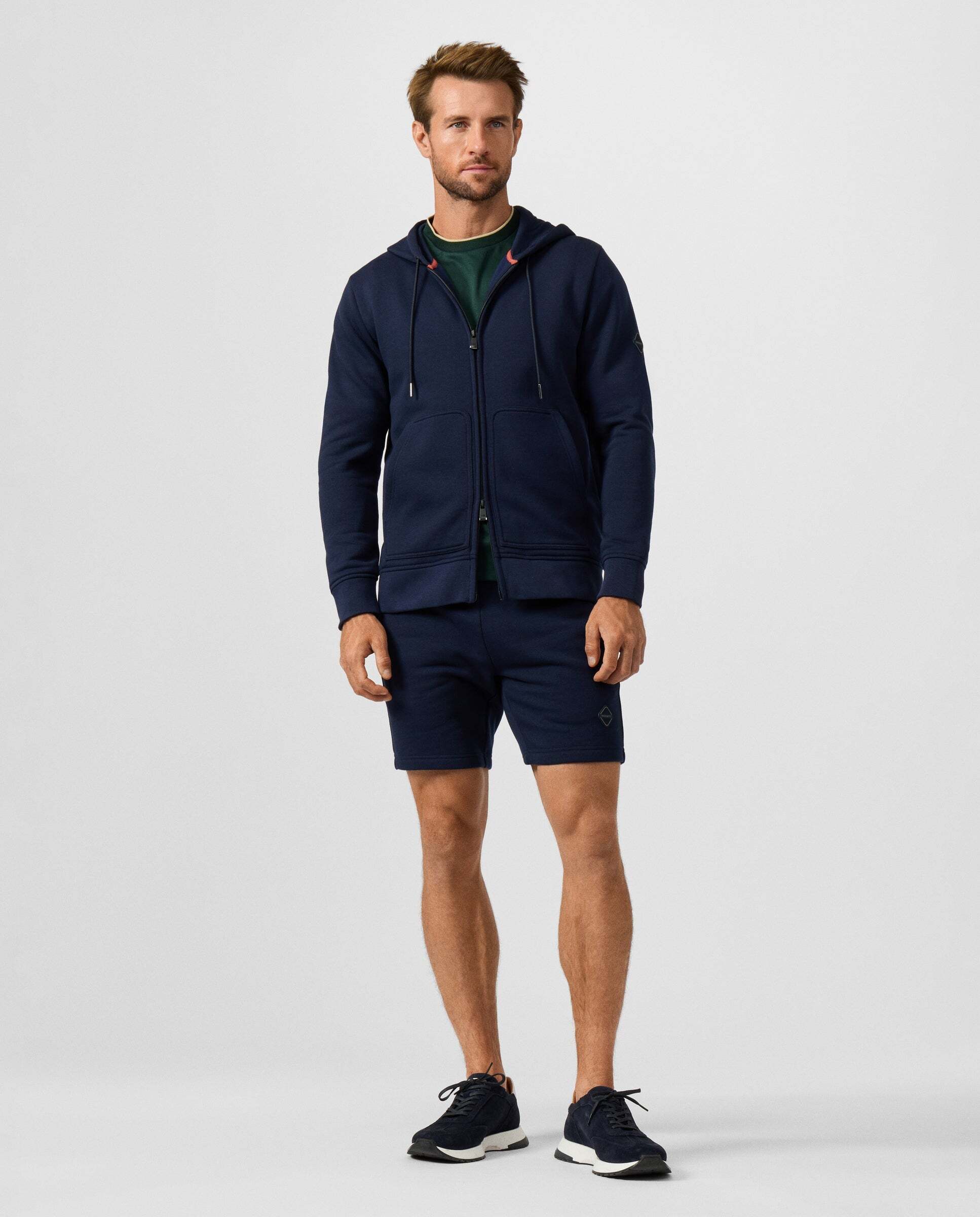 Sudadera de hombre con capucha y cremallera completa con logo luxe - Hackett - Azul Azul-2