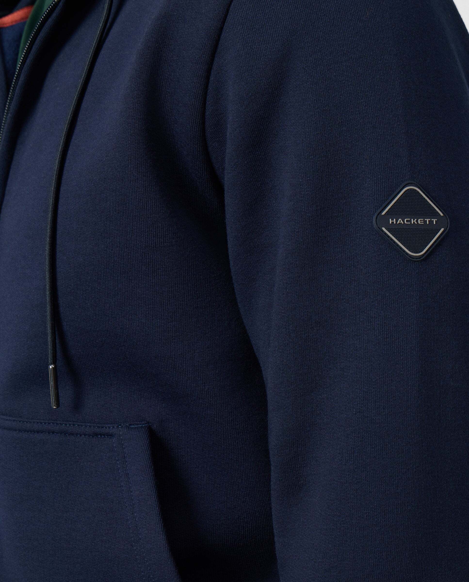 Sudadera de hombre con capucha y cremallera completa con logo luxe - Hackett - Azul Azul-4