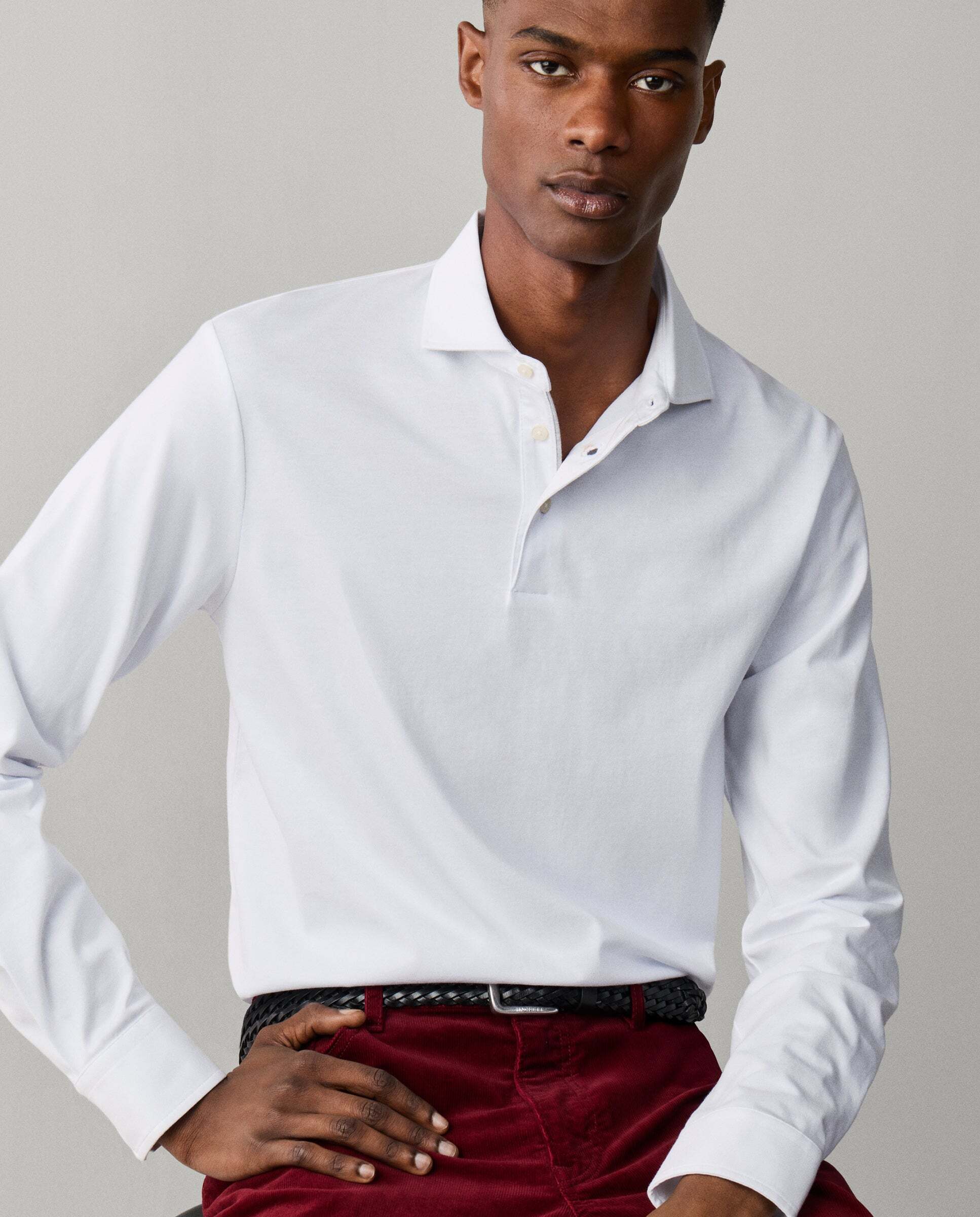 Polo de hombre pima manga larga fit clásico - Hackett - Blanco Blanco-6