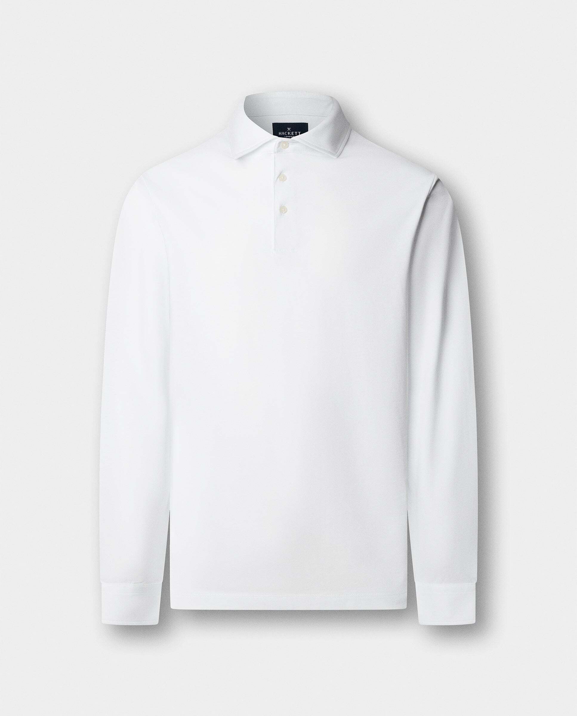 Polo de hombre pima manga larga fit clásico - Hackett - Blanco Blanco-7