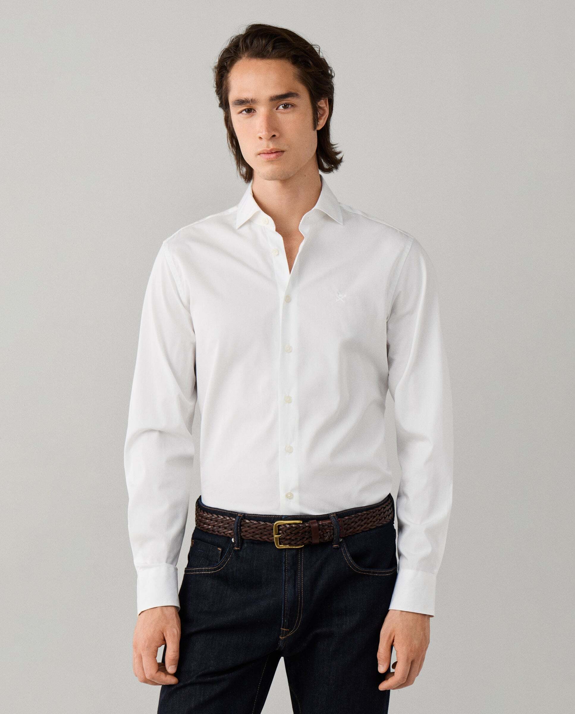 Imagen 0 de Camisa de hombre city lisa end-on-end fit tailored Blanco