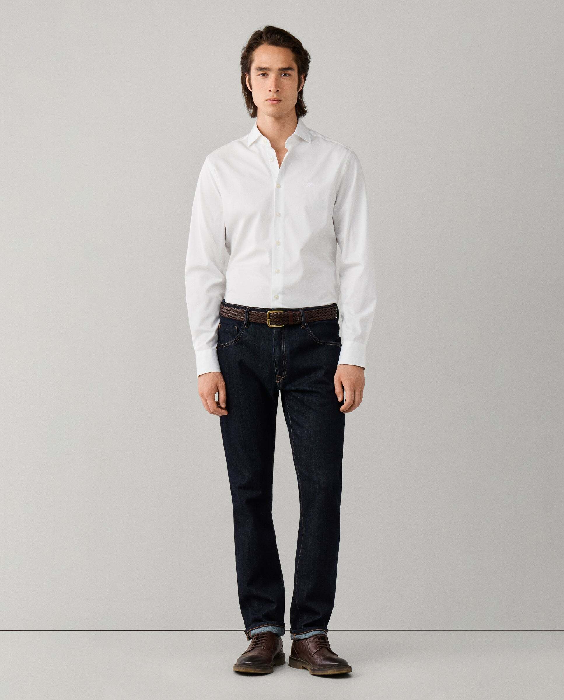 Camisa de hombre city lisa end-on-end fit tailored - Hackett - Blanco Blanco-2