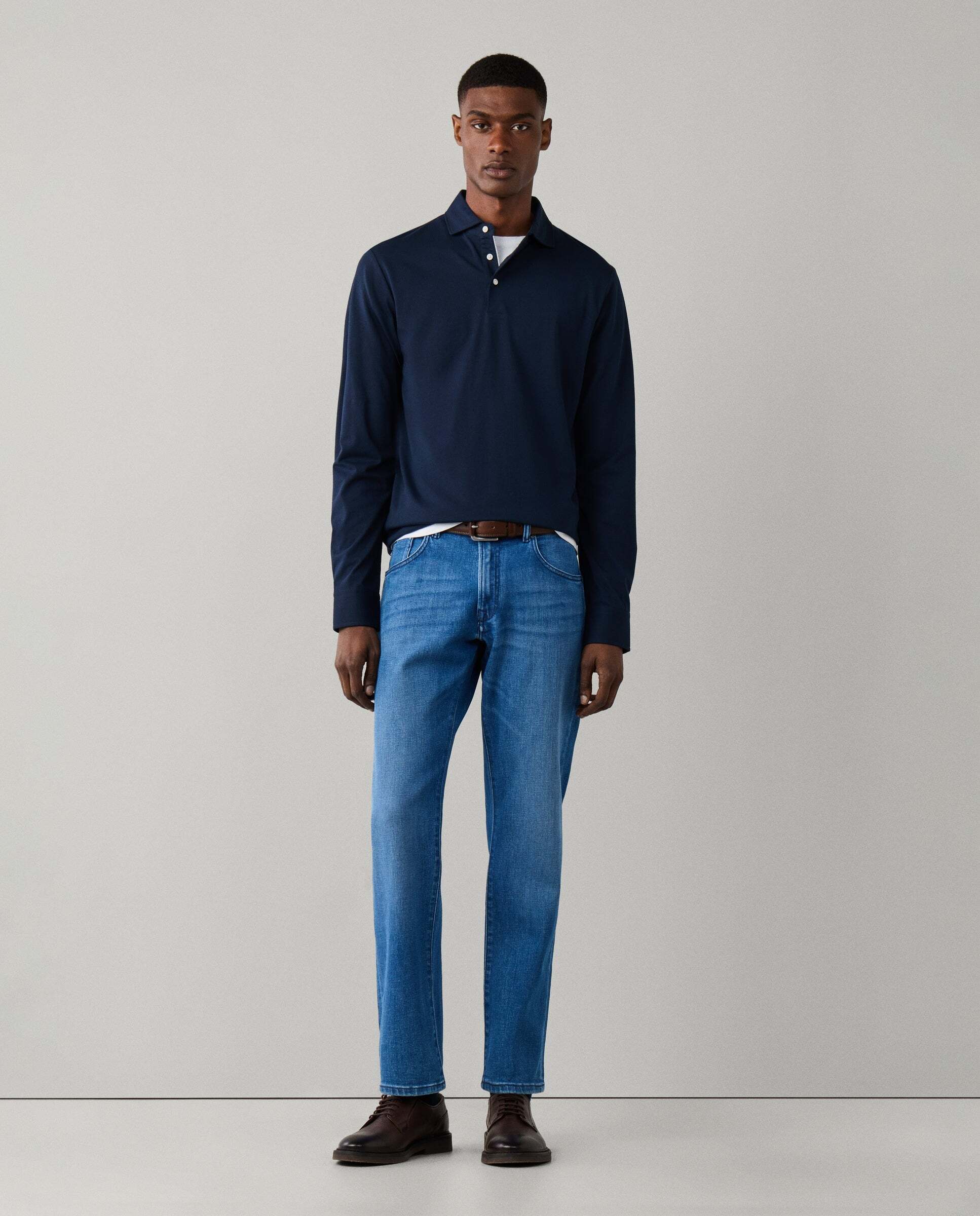 Polo de hombre pima manga larga fit clásico - Hackett - Azul marino Azul marino-2