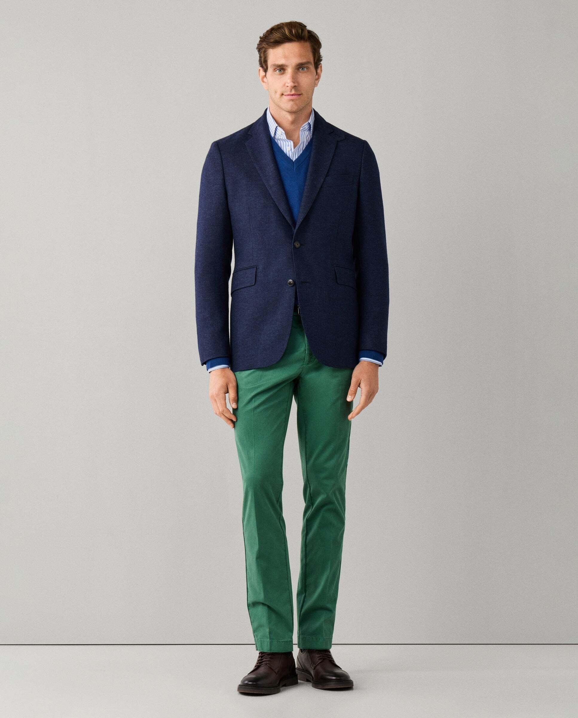 Americana de hombre mezcla de lana en espiga - Hackett - Azul Azul-2