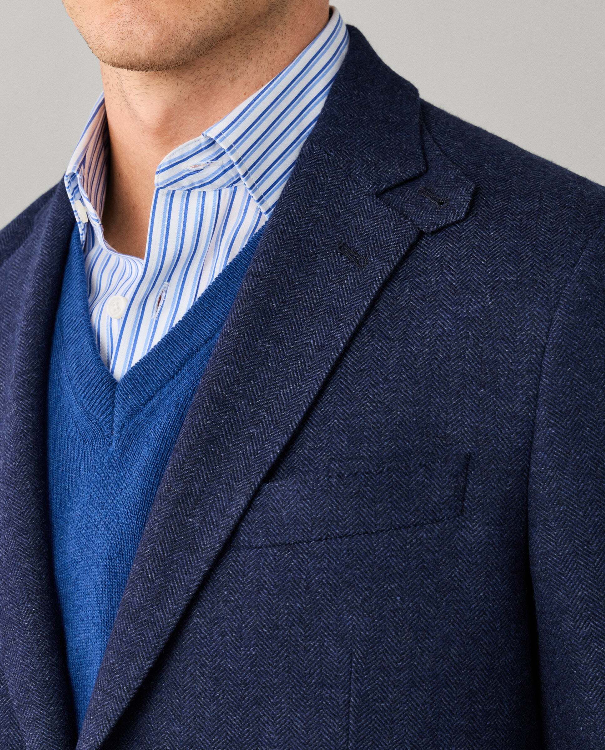 Americana de hombre mezcla de lana en espiga - Hackett - Azul Azul-4
