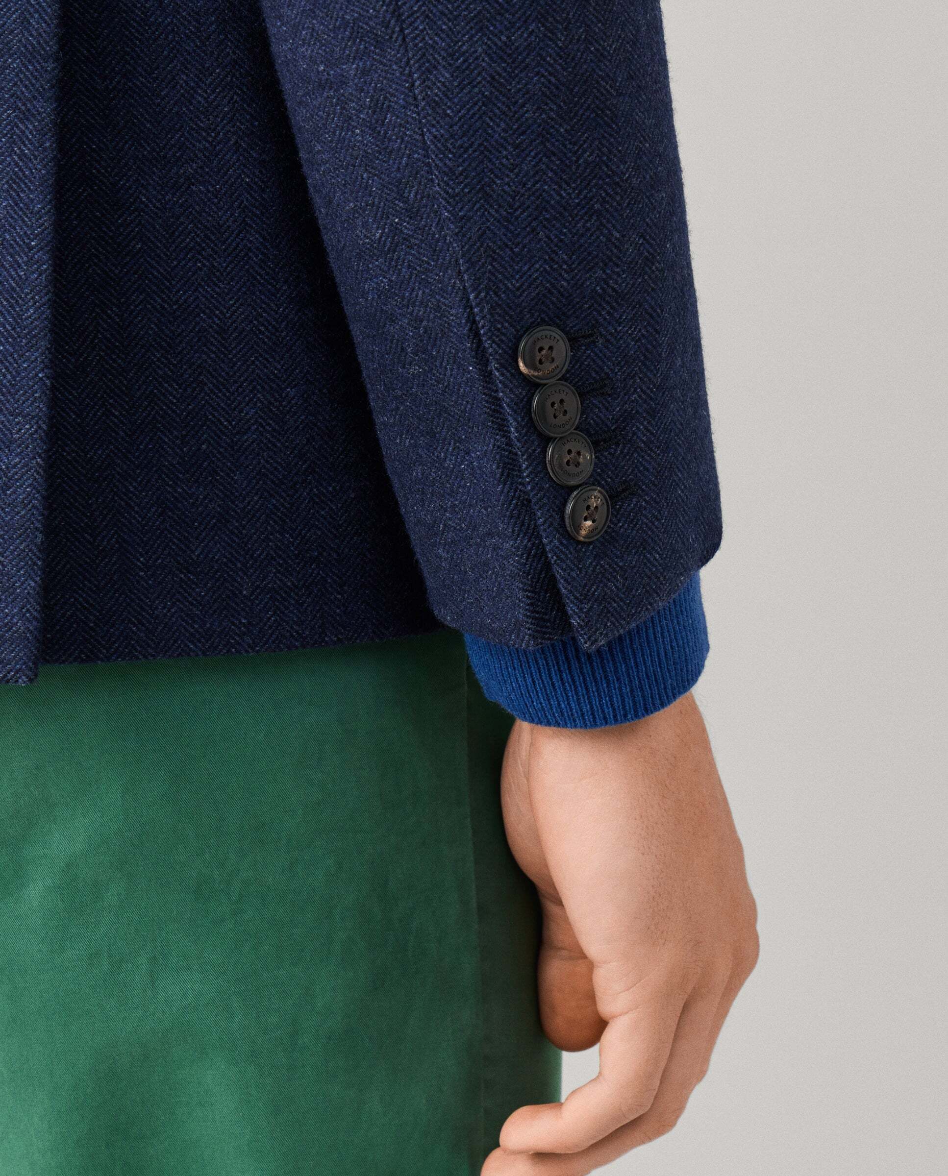 Americana de hombre mezcla de lana en espiga - Hackett - Azul Azul-5