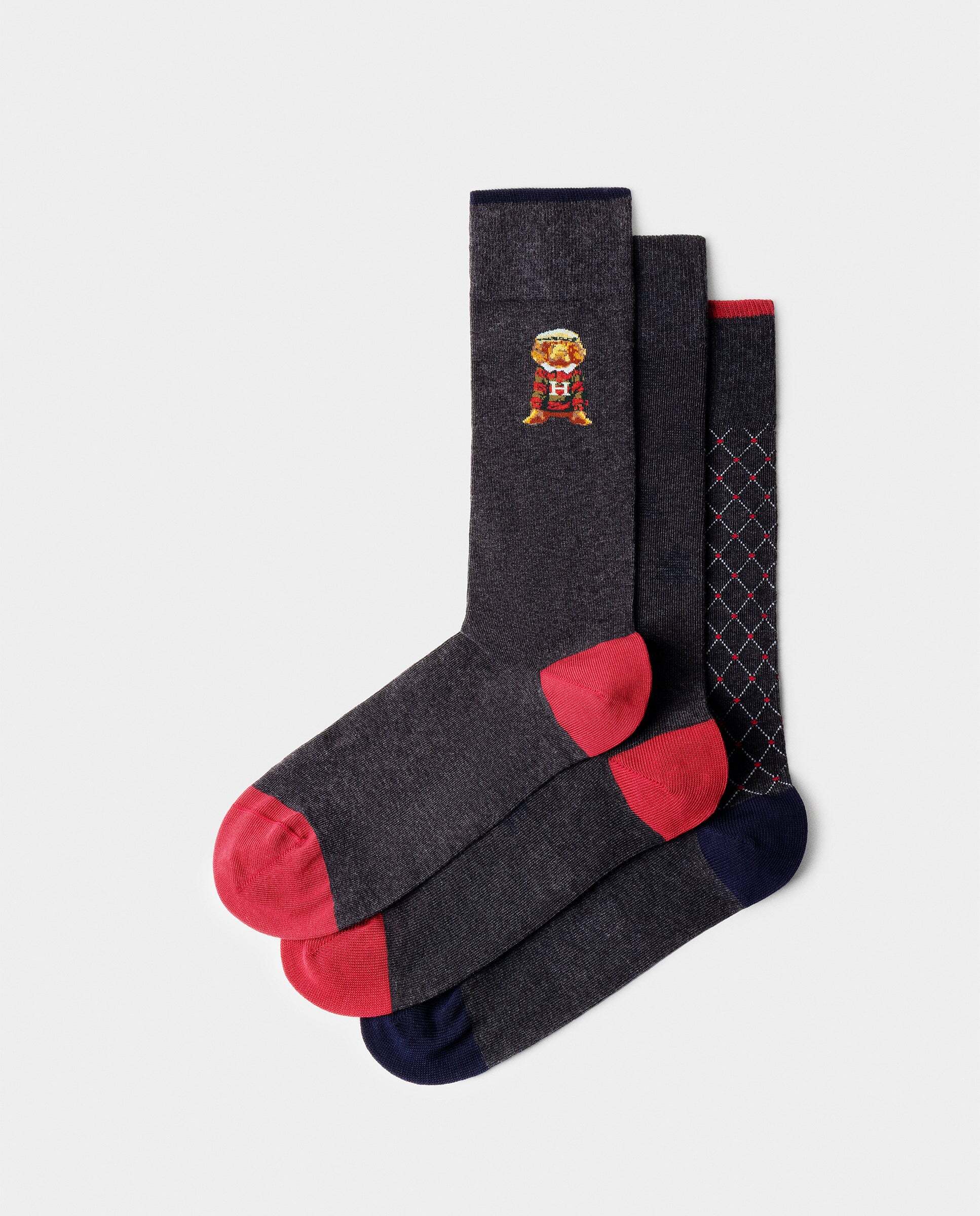 Imagen 0 de Pack de tres calcetines de algodón cepillado harry edición regalo Gris oscuro