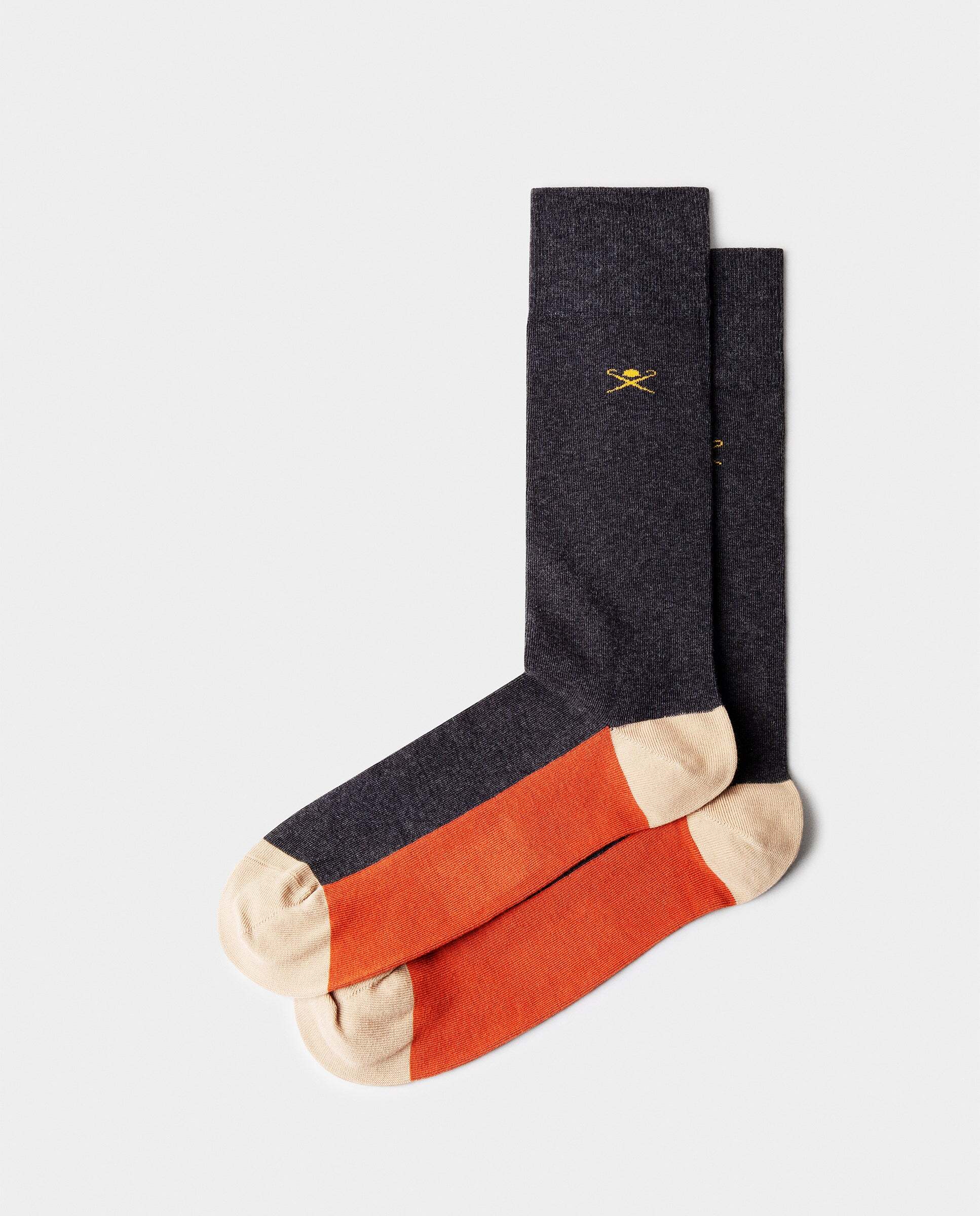 Imagen 0 de Calcetines de algodón cepillado color block Gris oscuro
