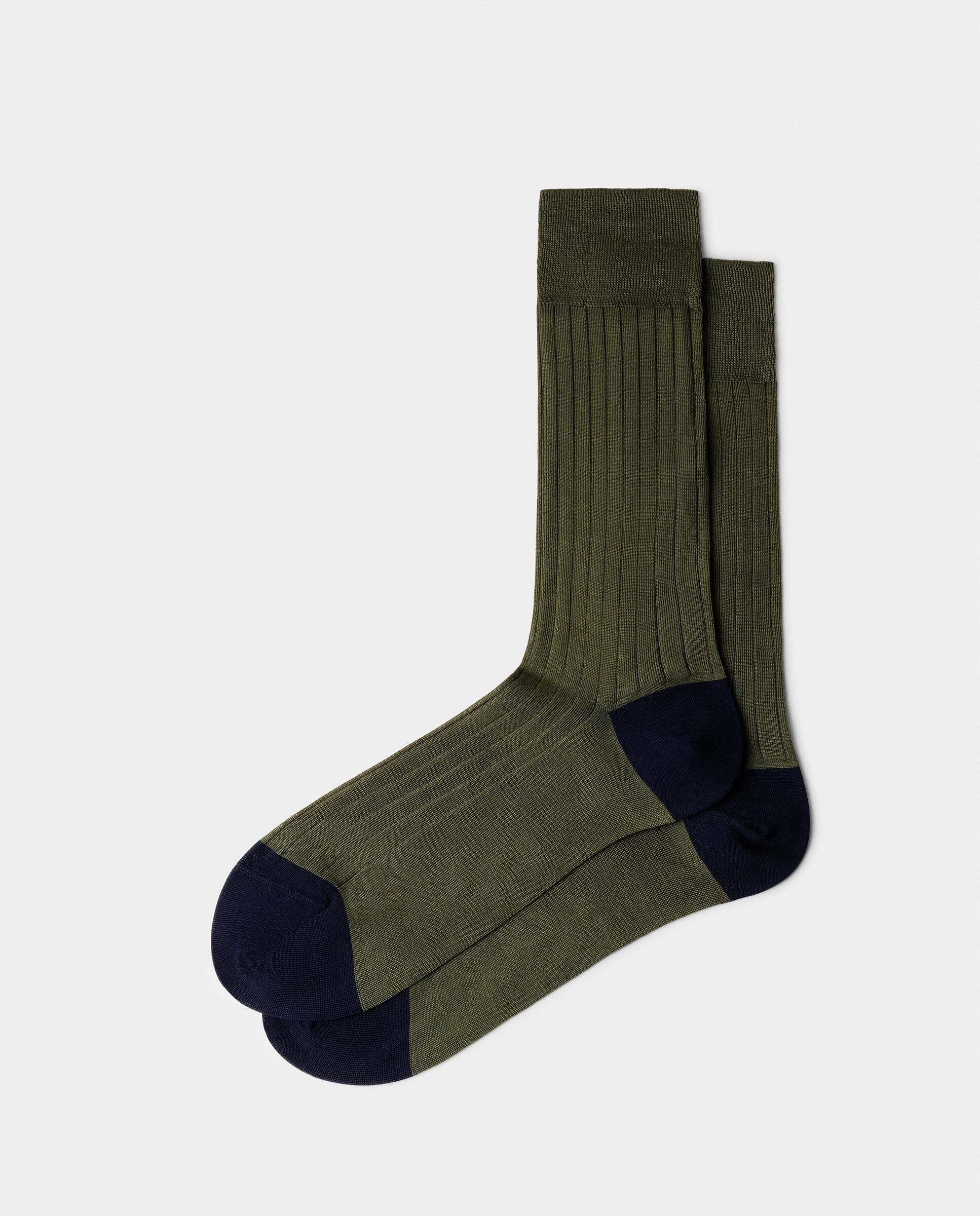 Calcetines cortos de algodón mercerizado - Hackett - Verde militar Verde militar-1