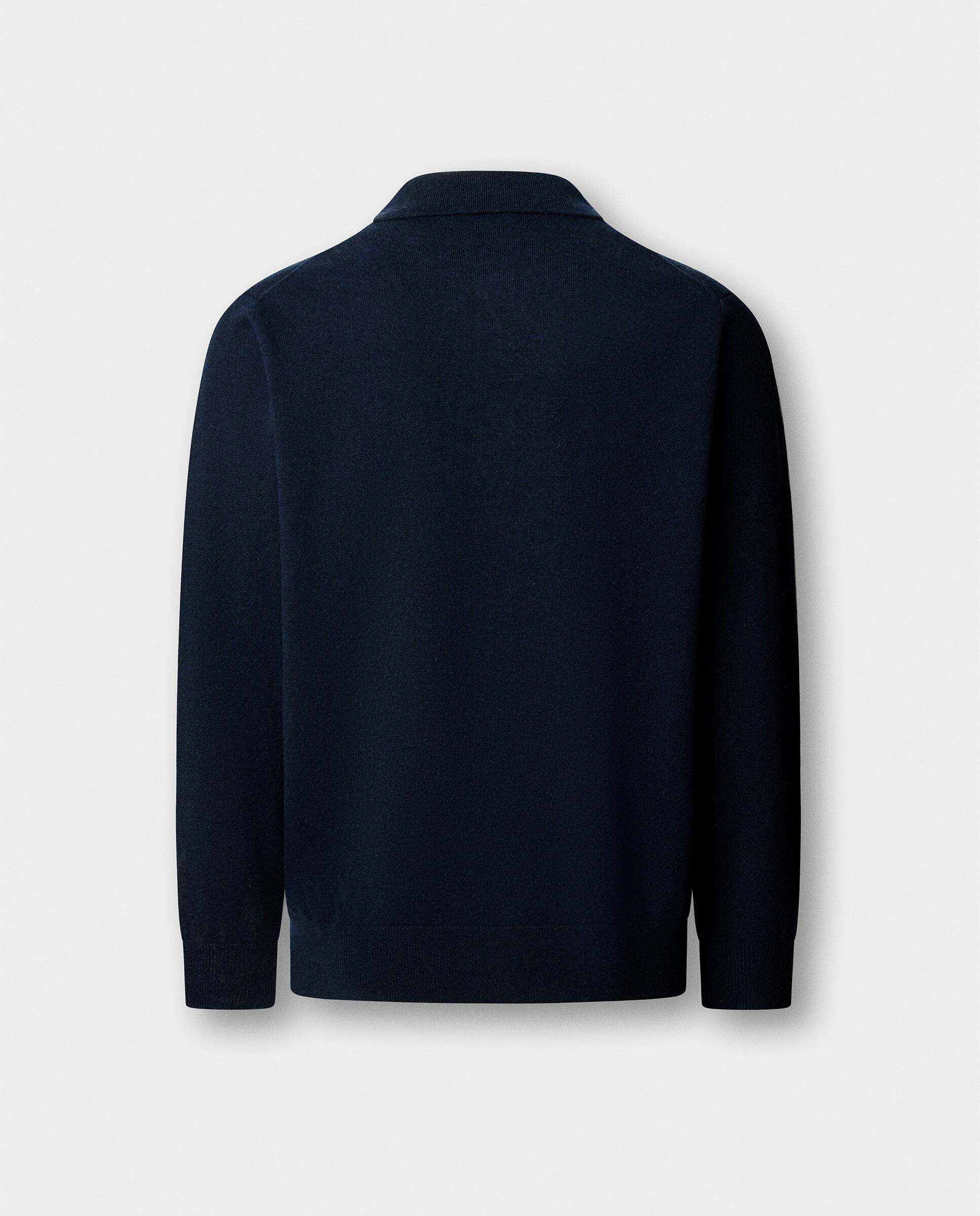 Polo de hombre de punto manga larga en lana de cordero - Hackett - Azul Azul-8