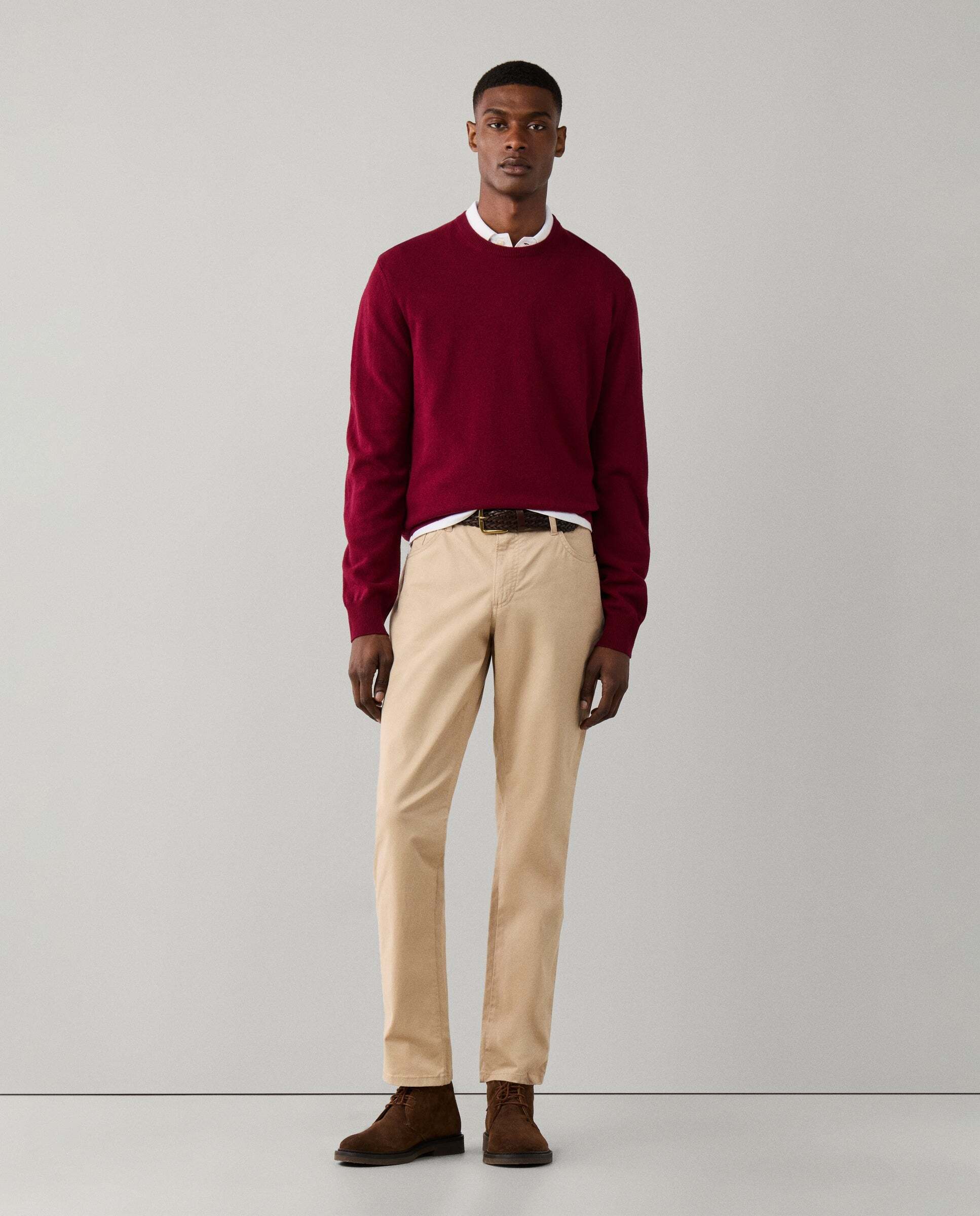 Jersey de hombre cuello redondo mezcla de lana merino-cashmere - Hackett - Rojo Rojo-2