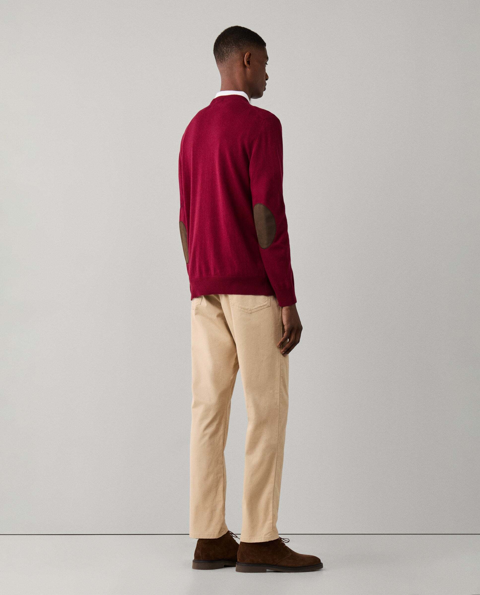 Jersey de hombre cuello redondo mezcla de lana merino-cashmere - Hackett - Rojo Rojo-3
