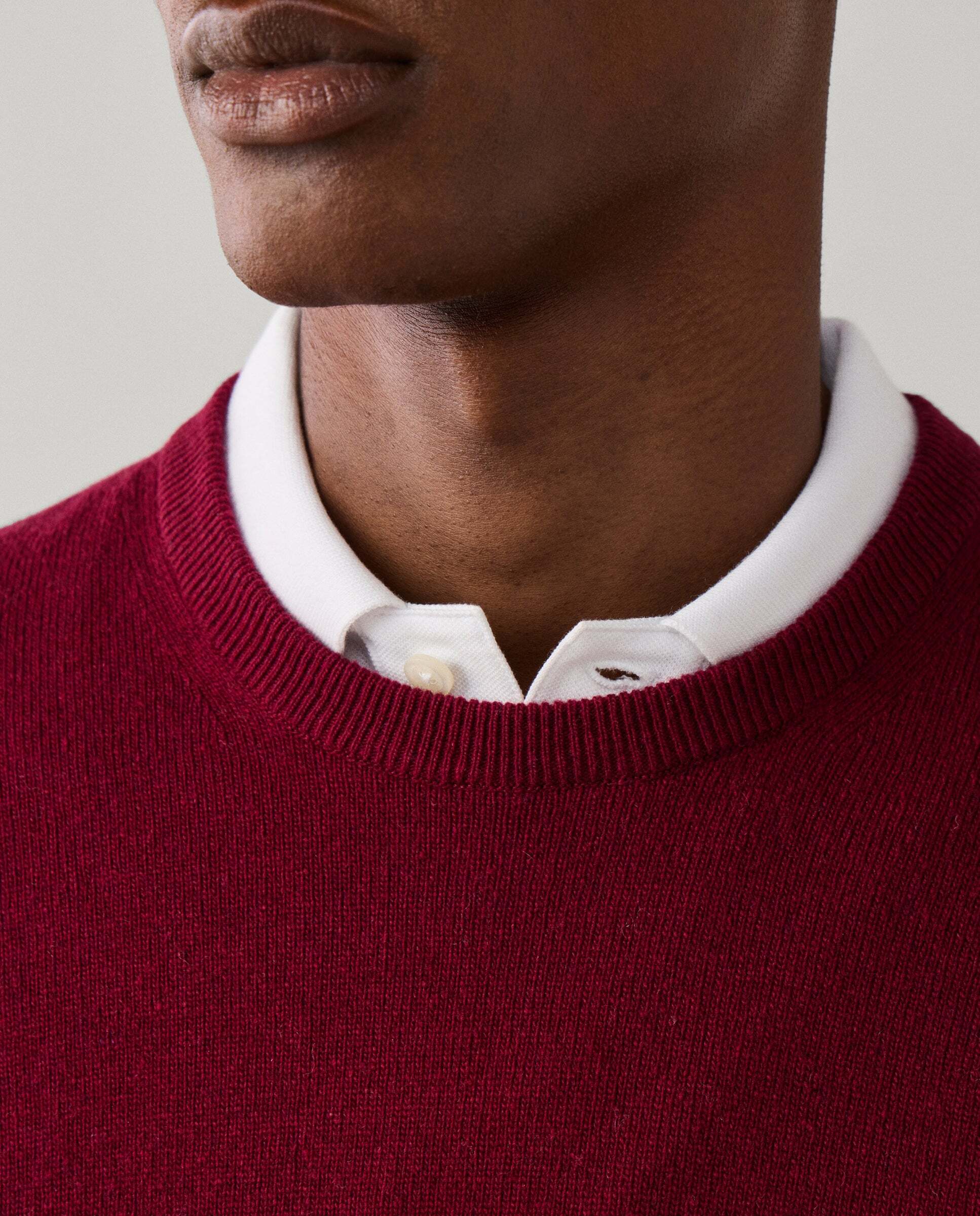 Jersey de hombre cuello redondo mezcla de lana merino-cashmere - Hackett - Rojo Rojo-4