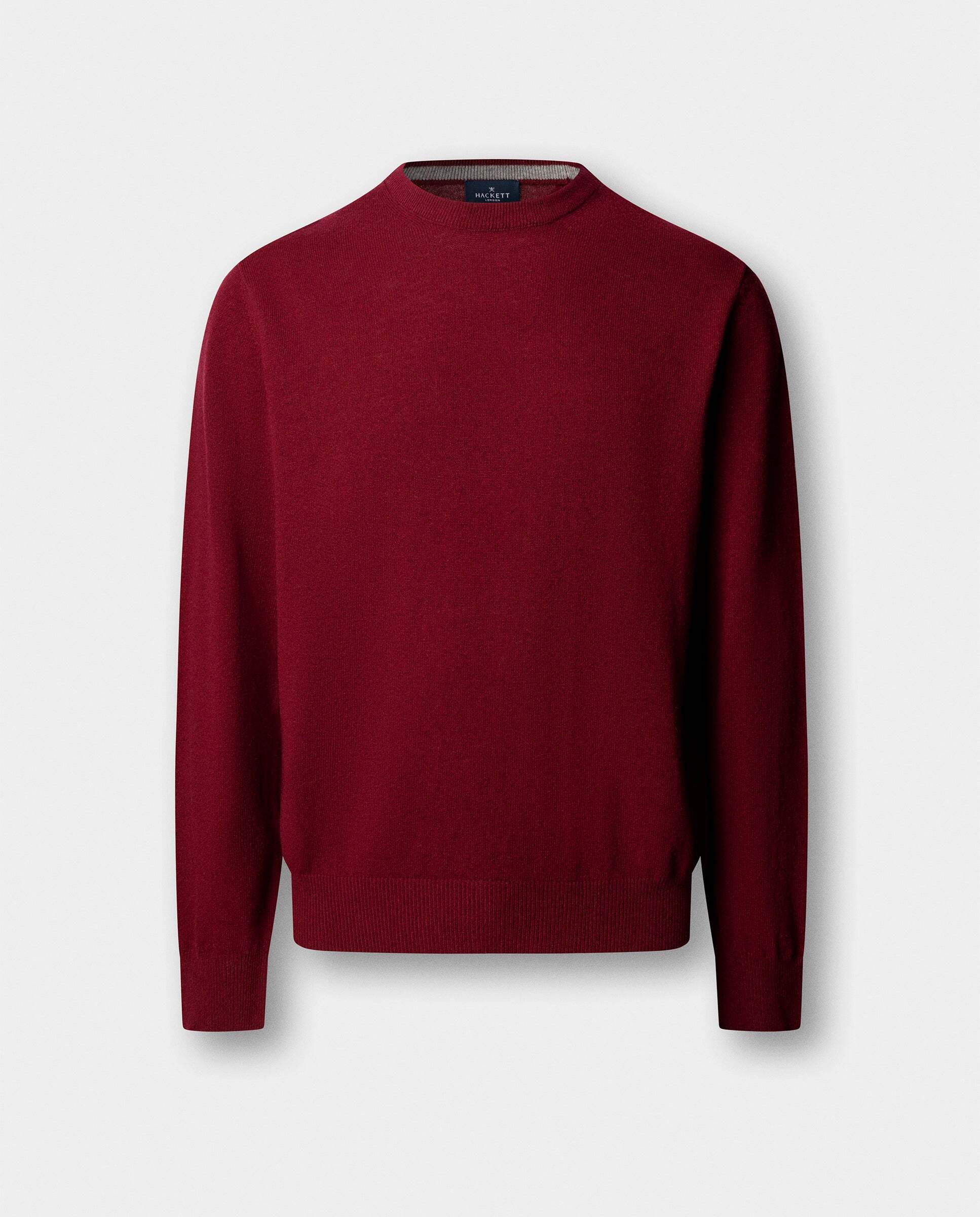 Jersey de hombre cuello redondo mezcla de lana merino-cashmere - Hackett - Rojo Rojo-7