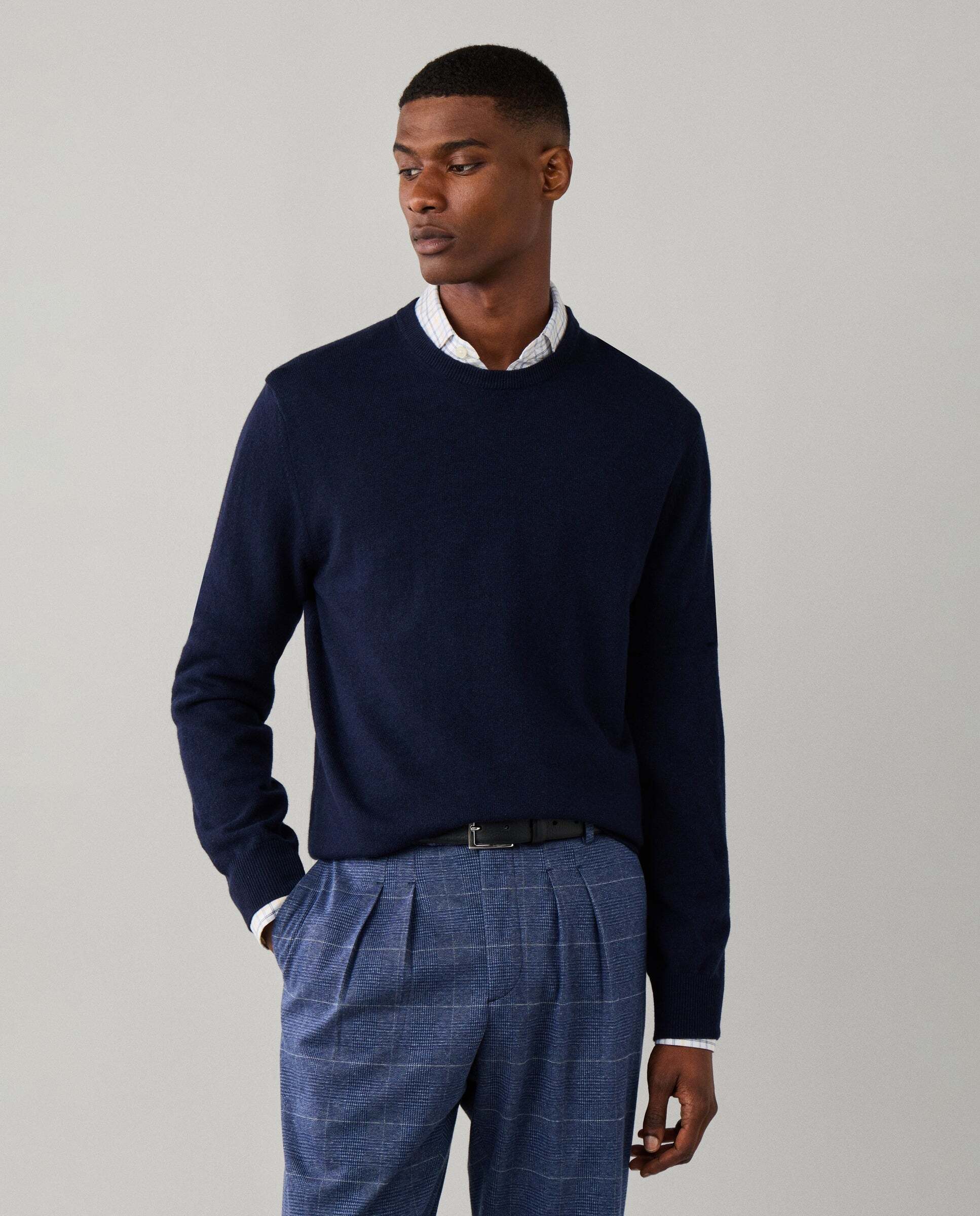 Imagen 0 de Jersey de hombre cuello redondo mezcla de lana merino-cashmere Azul claro