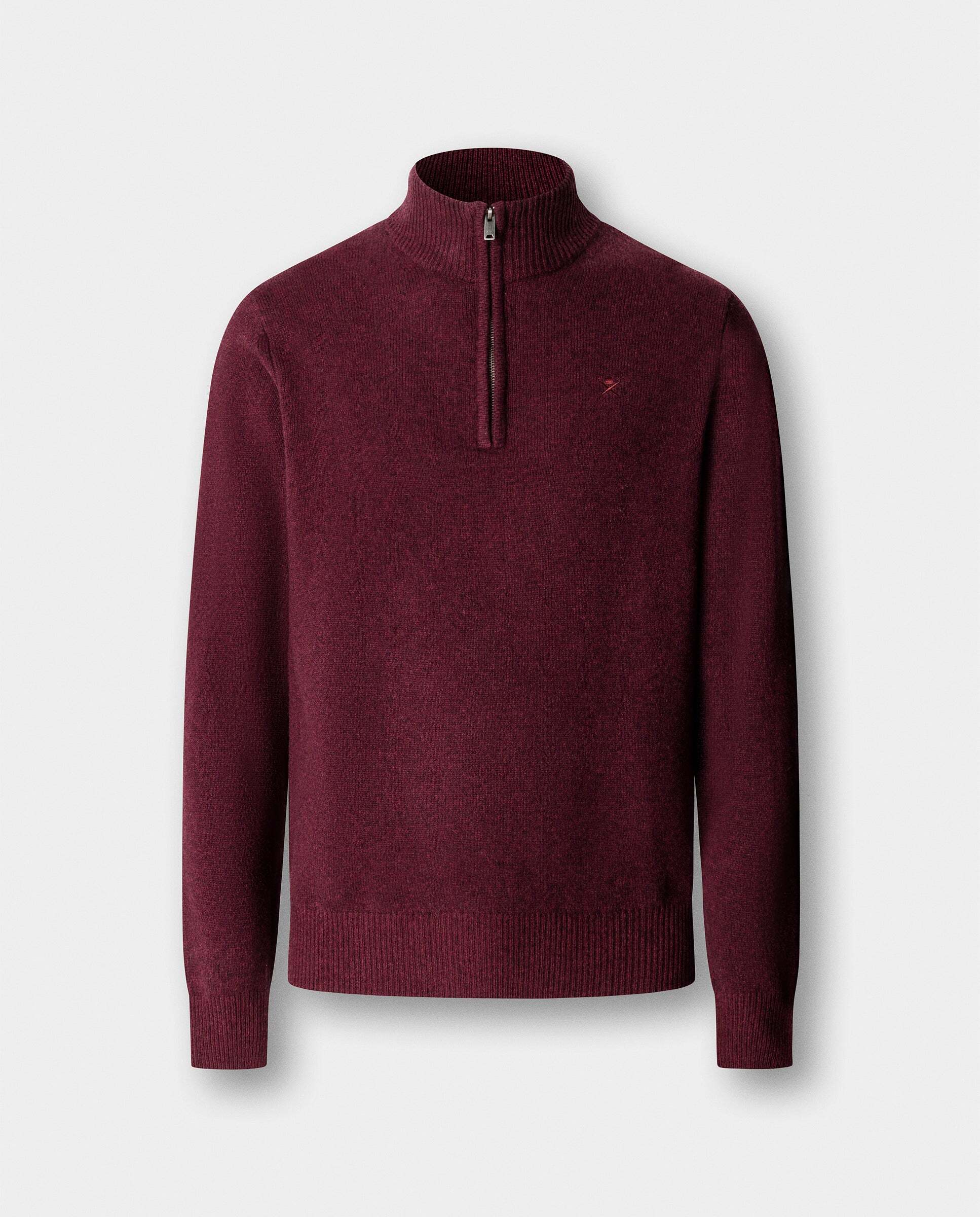 Jersey de hombre en lana de cordero con cremallera - Hackett - Rojo Rojo-6