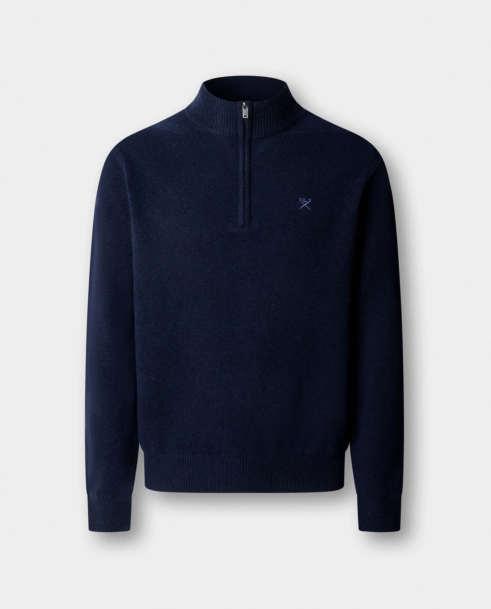 Jersey de hombre en lana de cordero con cremallera - Hackett - Azul marino Azul marino-6