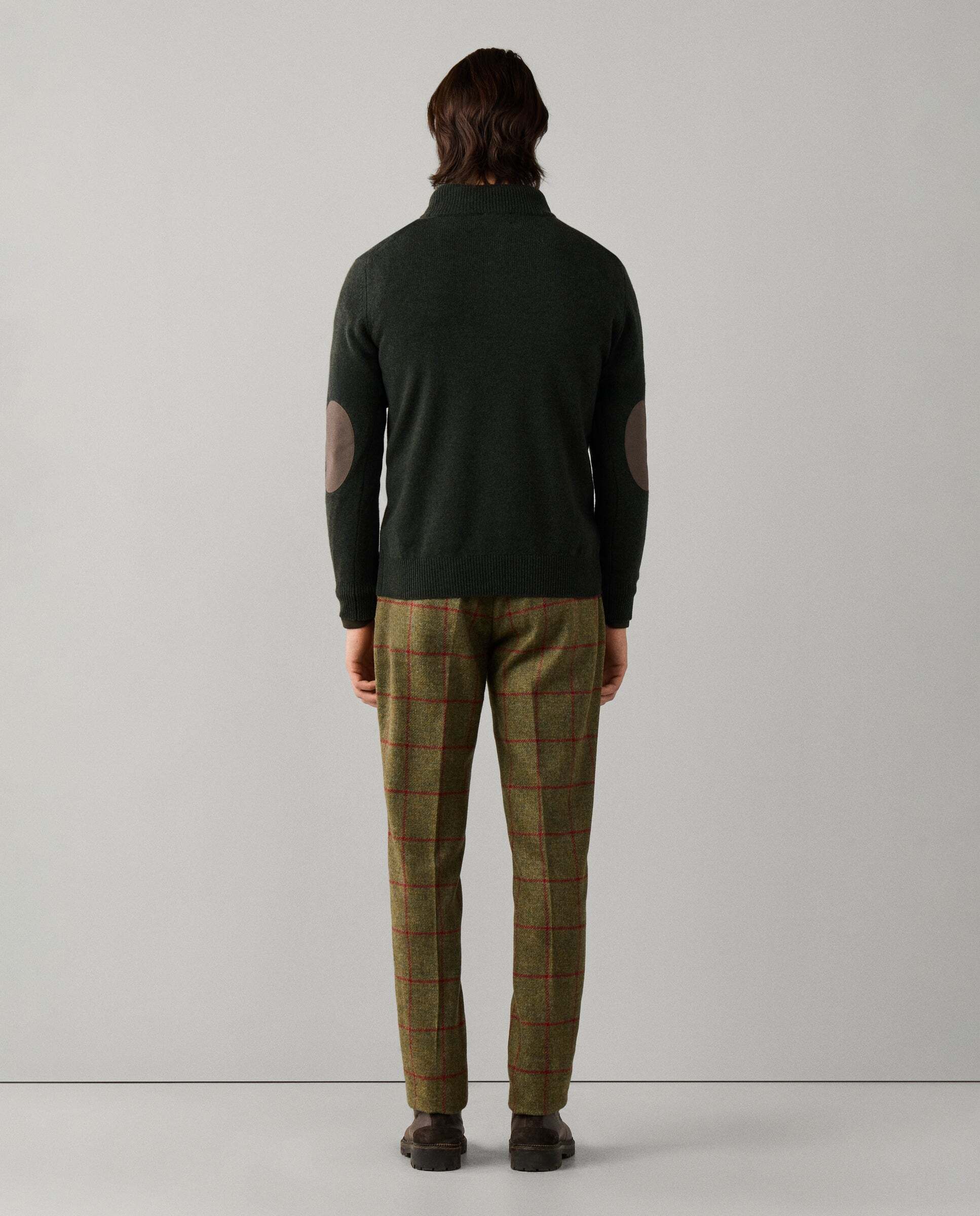 Jersey de hombre en lana de cordero con cremallera - Hackett - Verde militar Verde militar-3