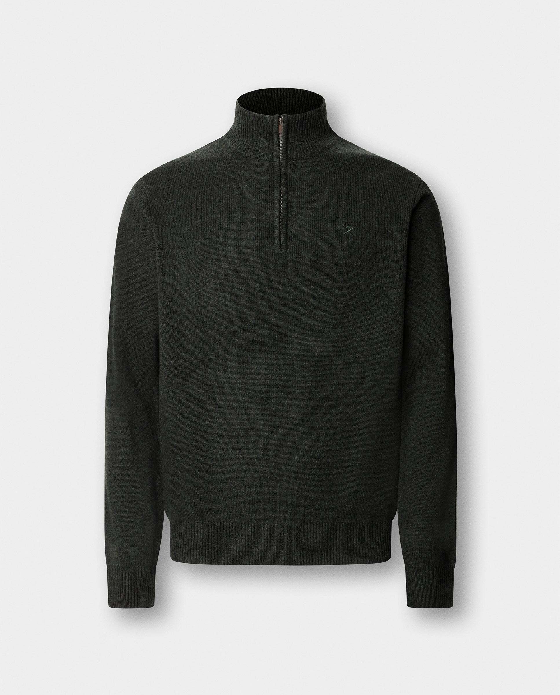 Jersey de hombre en lana de cordero con cremallera - Hackett - Verde militar Verde militar-6