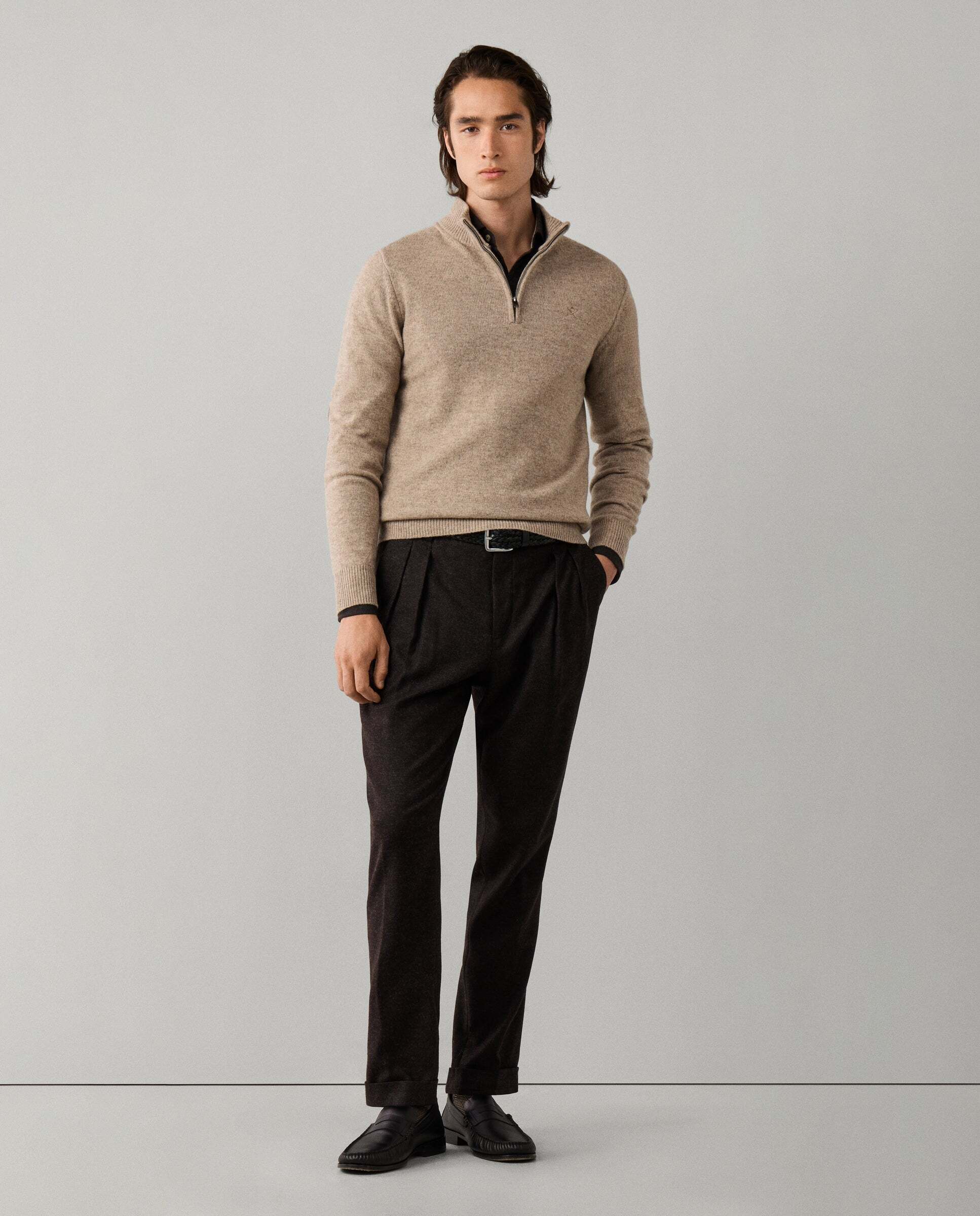 Jersey de hombre en lana de cordero con cremallera - Hackett - Blanco Blanco-2