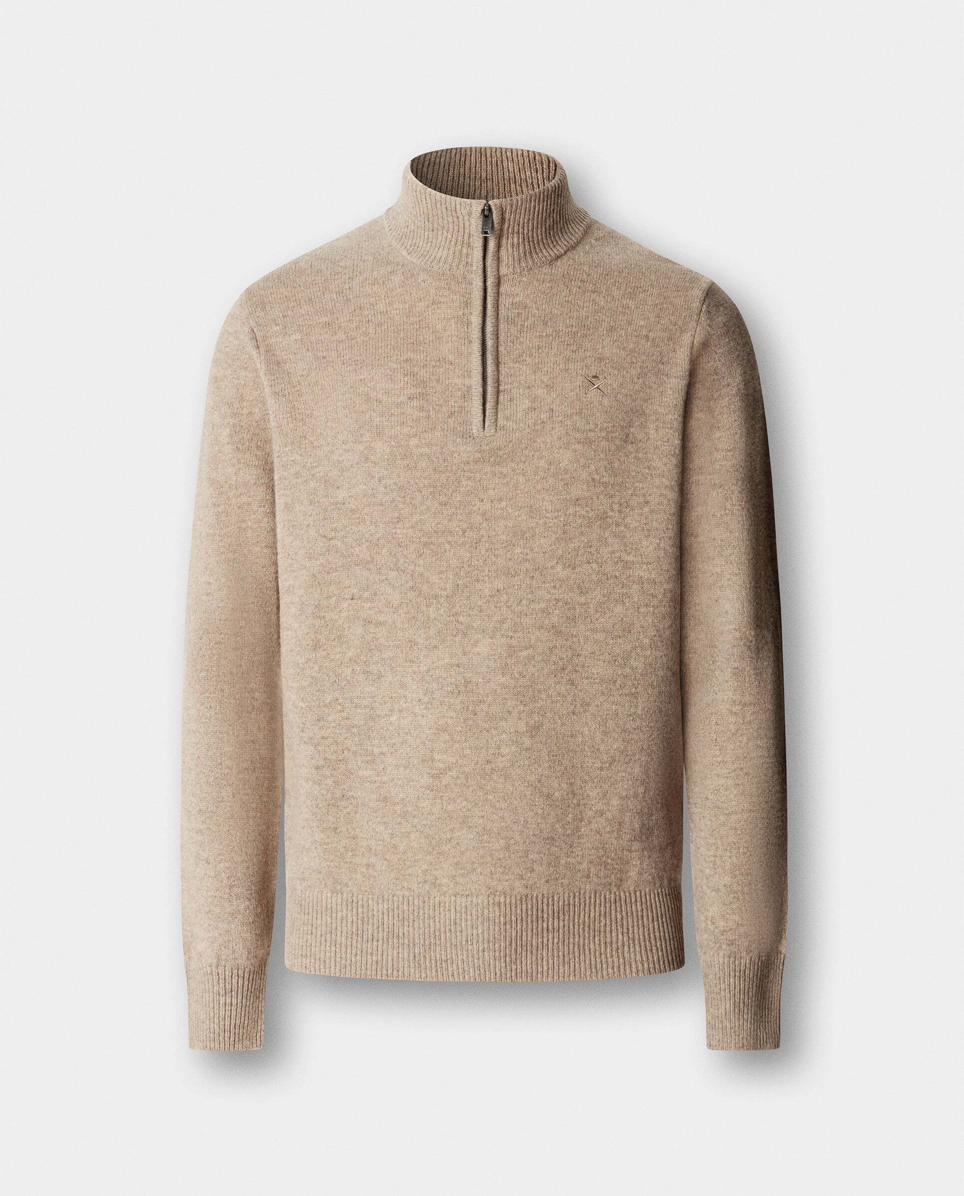 Jersey de hombre en lana de cordero con cremallera - Hackett - Blanco Blanco-6