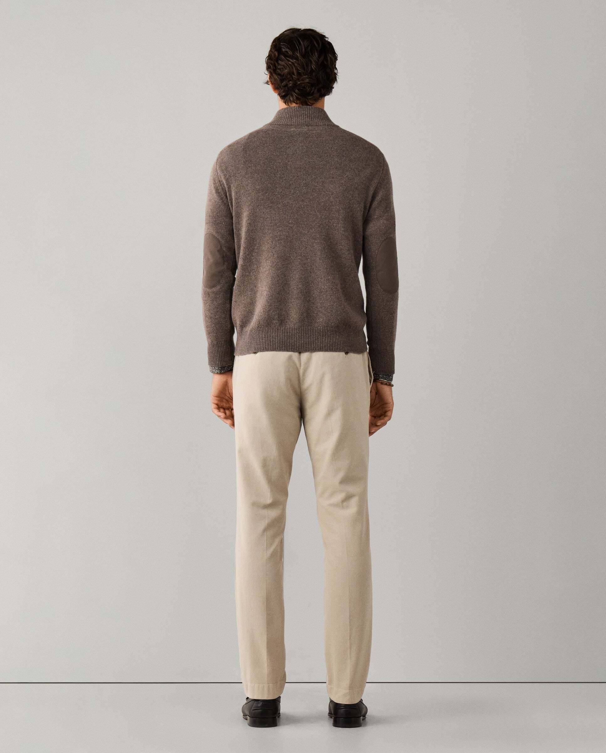 Jersey de hombre de lana con media cremallera y logo bordado - Hackett - Natural Natural-3