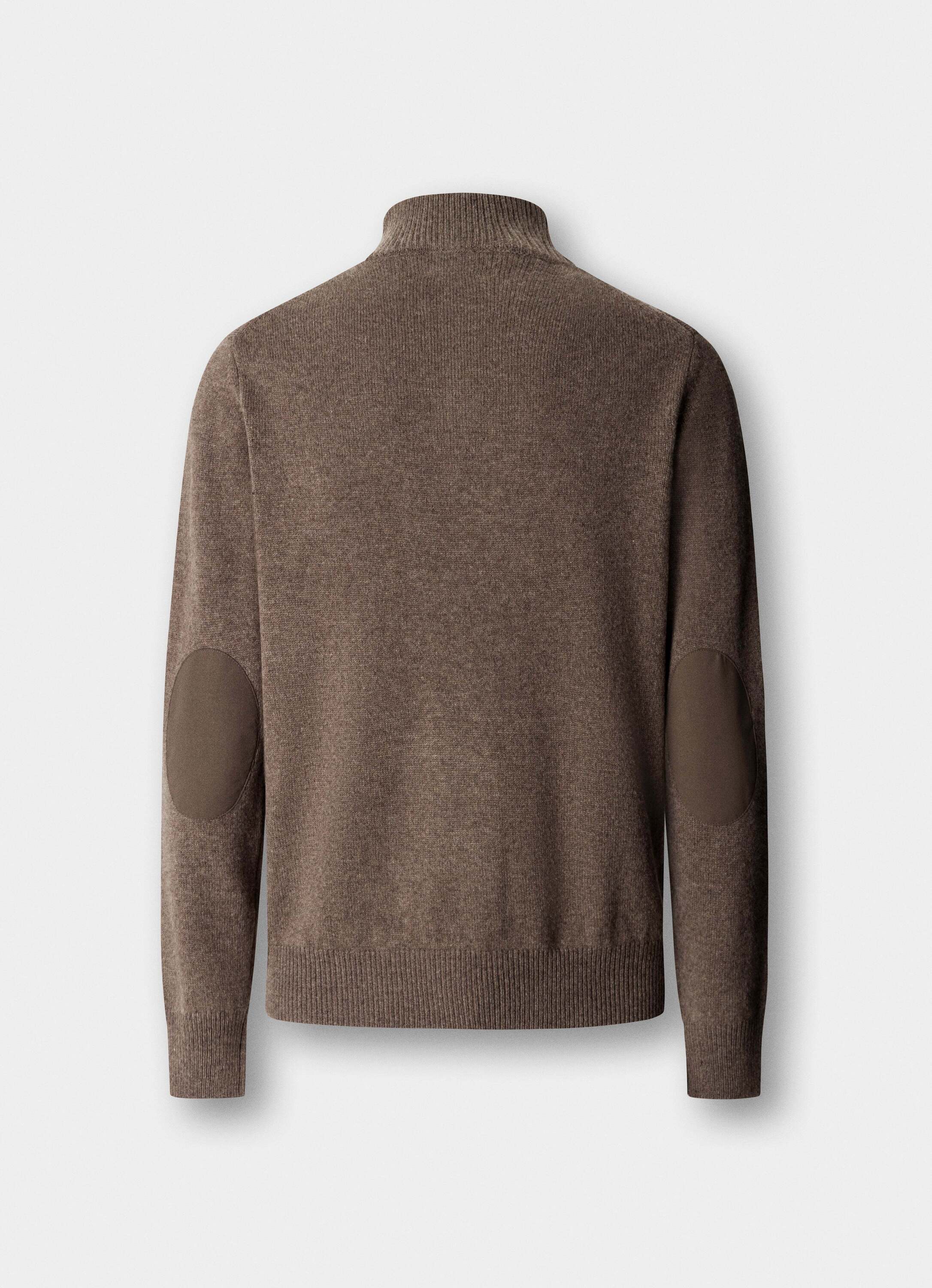 Jersey de hombre de lana con media cremallera y logo bordado - Hackett - Natural Natural-7