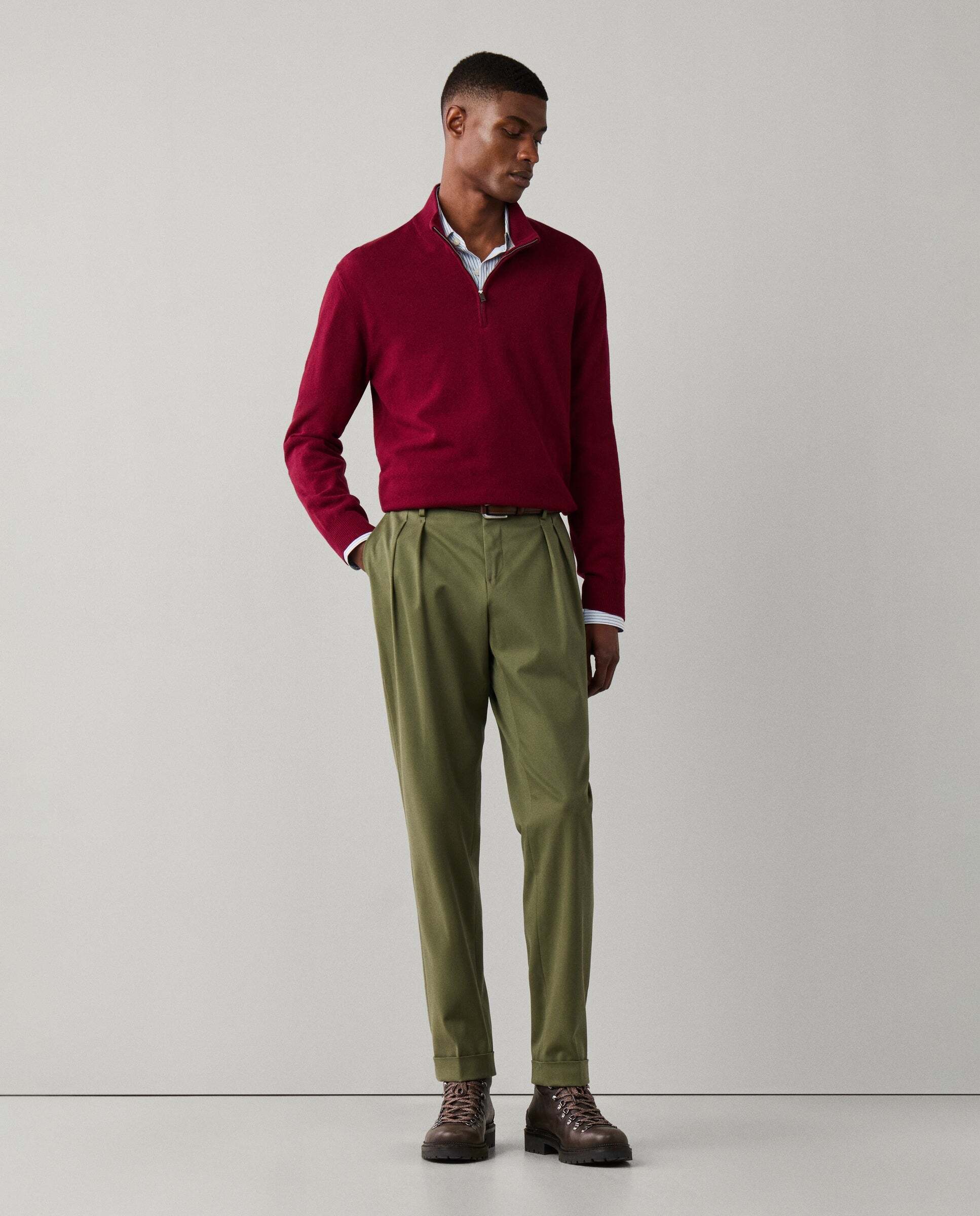 Jersey cashmere lana merino con cremallera - Hackett - Rojo Rojo-2