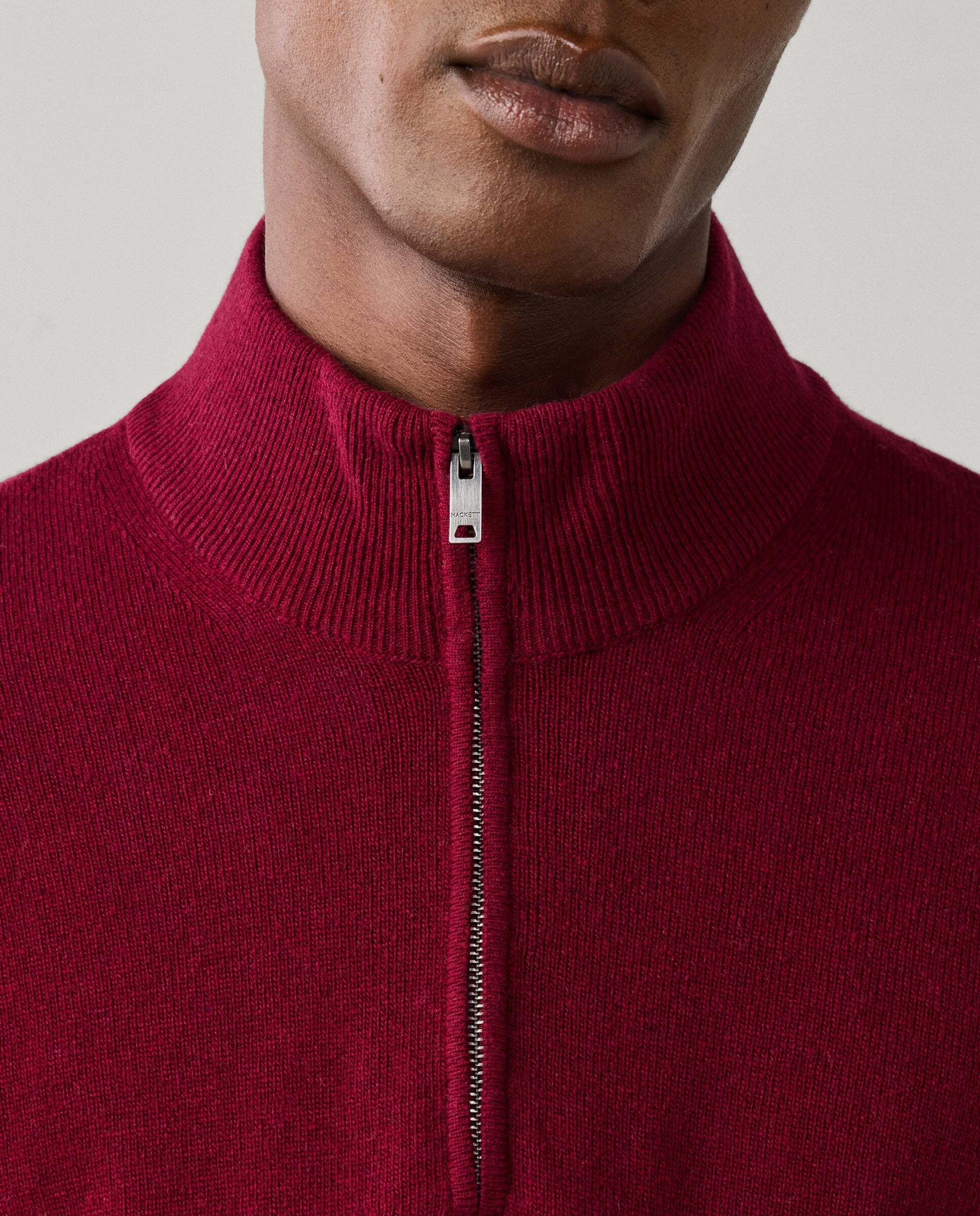 Jersey cashmere lana merino con cremallera - Hackett - Rojo Rojo-4