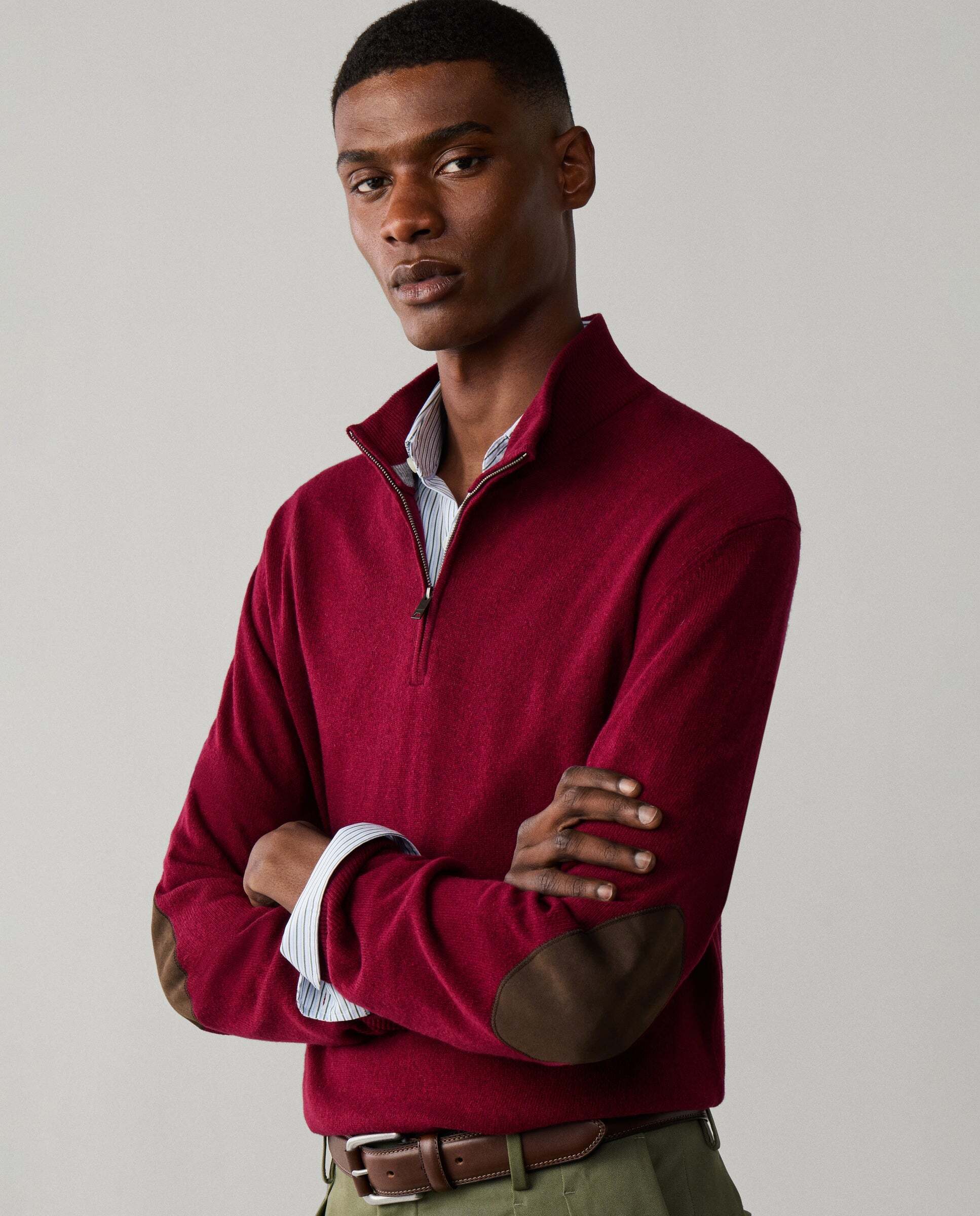 Jersey cashmere lana merino con cremallera - Hackett - Rojo Rojo-6