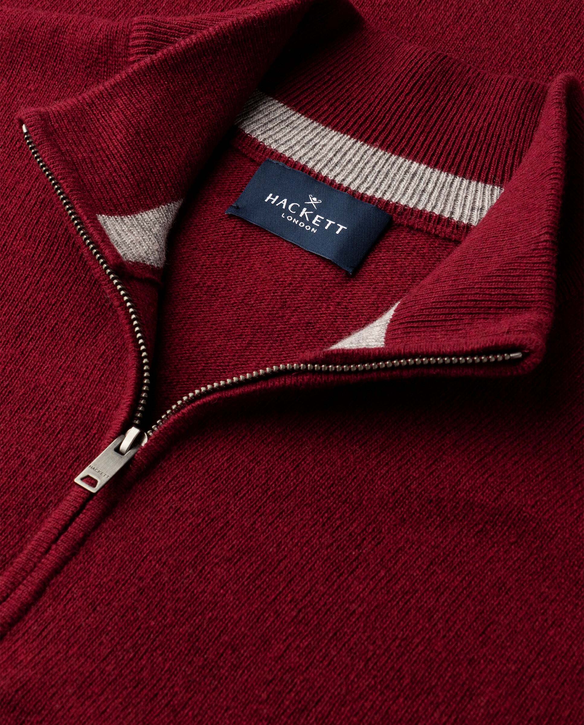 Jersey cashmere lana merino con cremallera - Hackett - Rojo Rojo-9