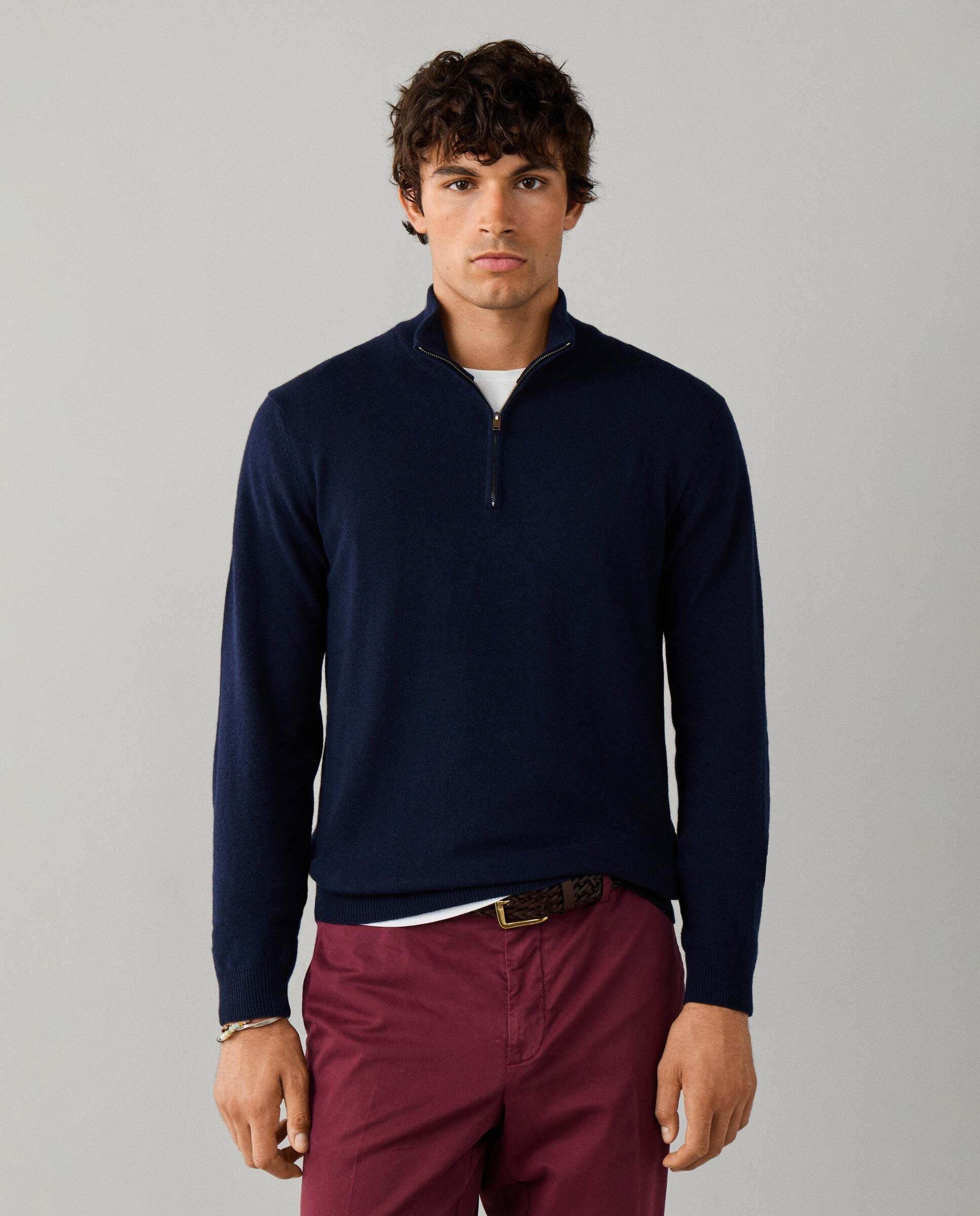 Jersey cashmere lana merino con cremallera - Hackett - Azul marino Azul marino-1