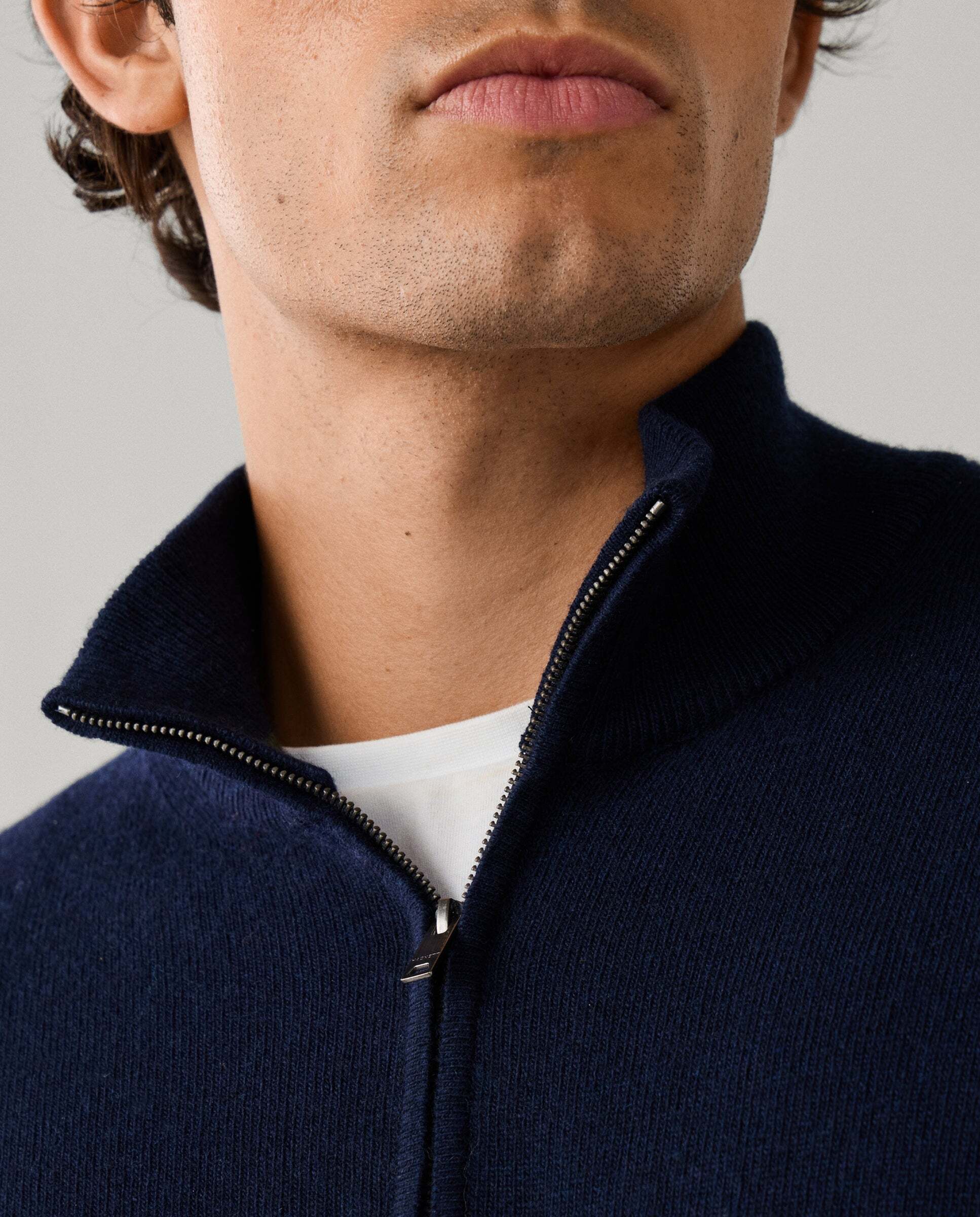 Jersey cashmere lana merino con cremallera - Hackett - Azul marino Azul marino-4