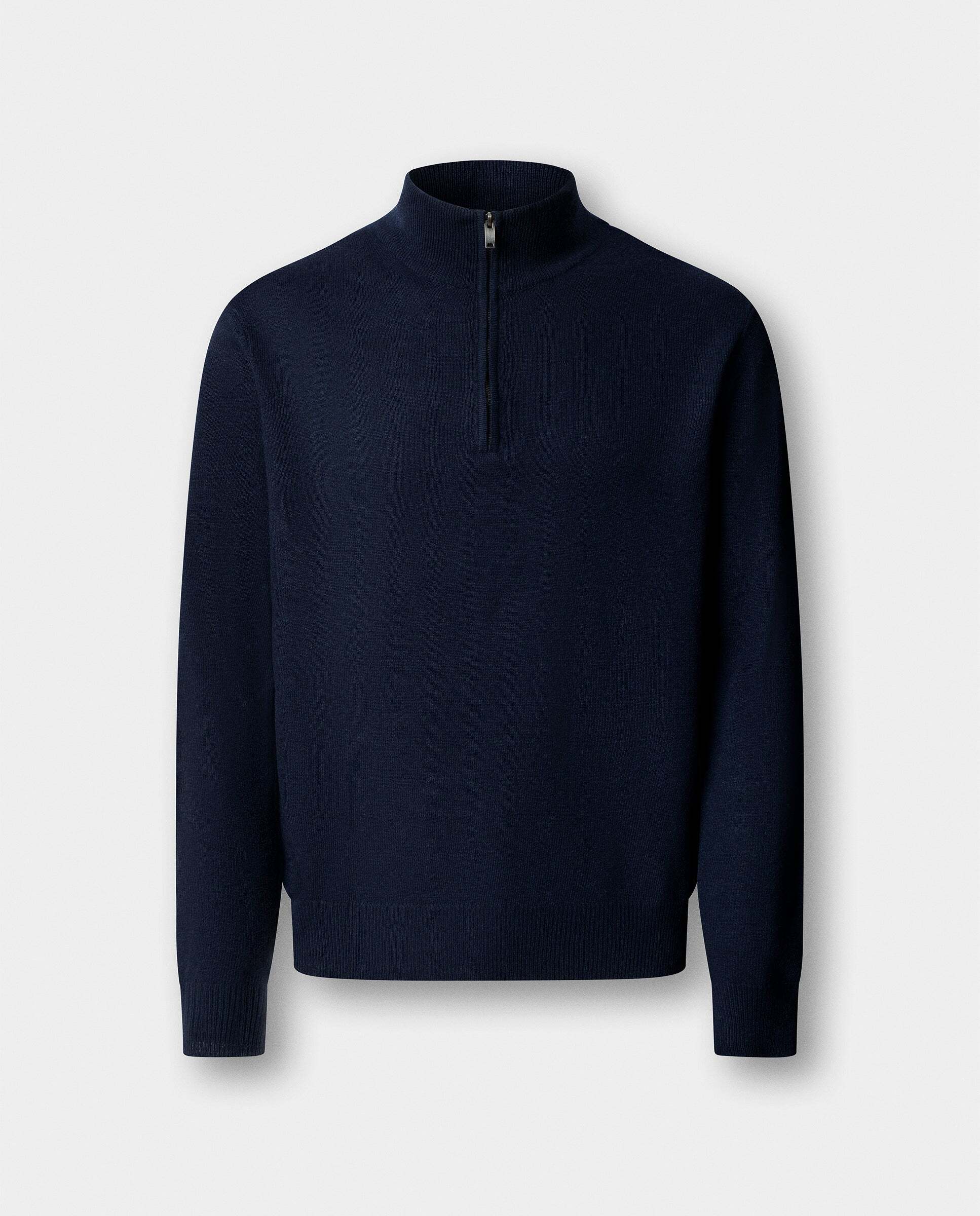 Jersey cashmere lana merino con cremallera - Hackett - Azul marino Azul marino-6