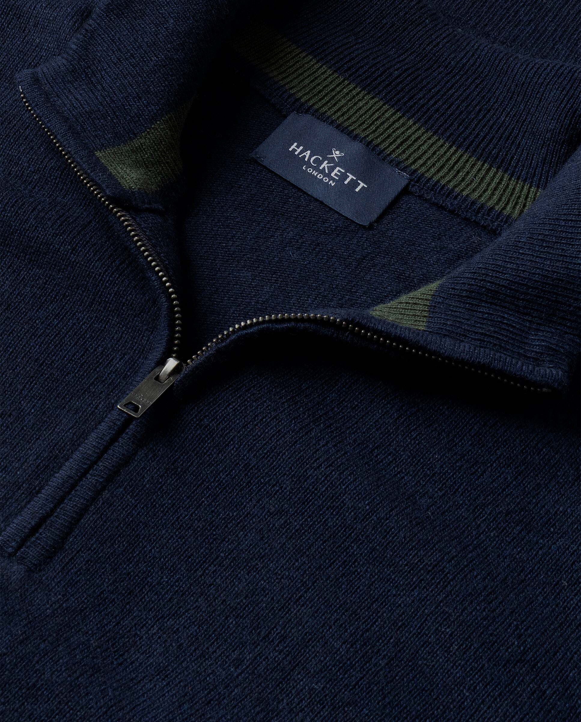Jersey cashmere lana merino con cremallera - Hackett - Azul marino Azul marino-5
