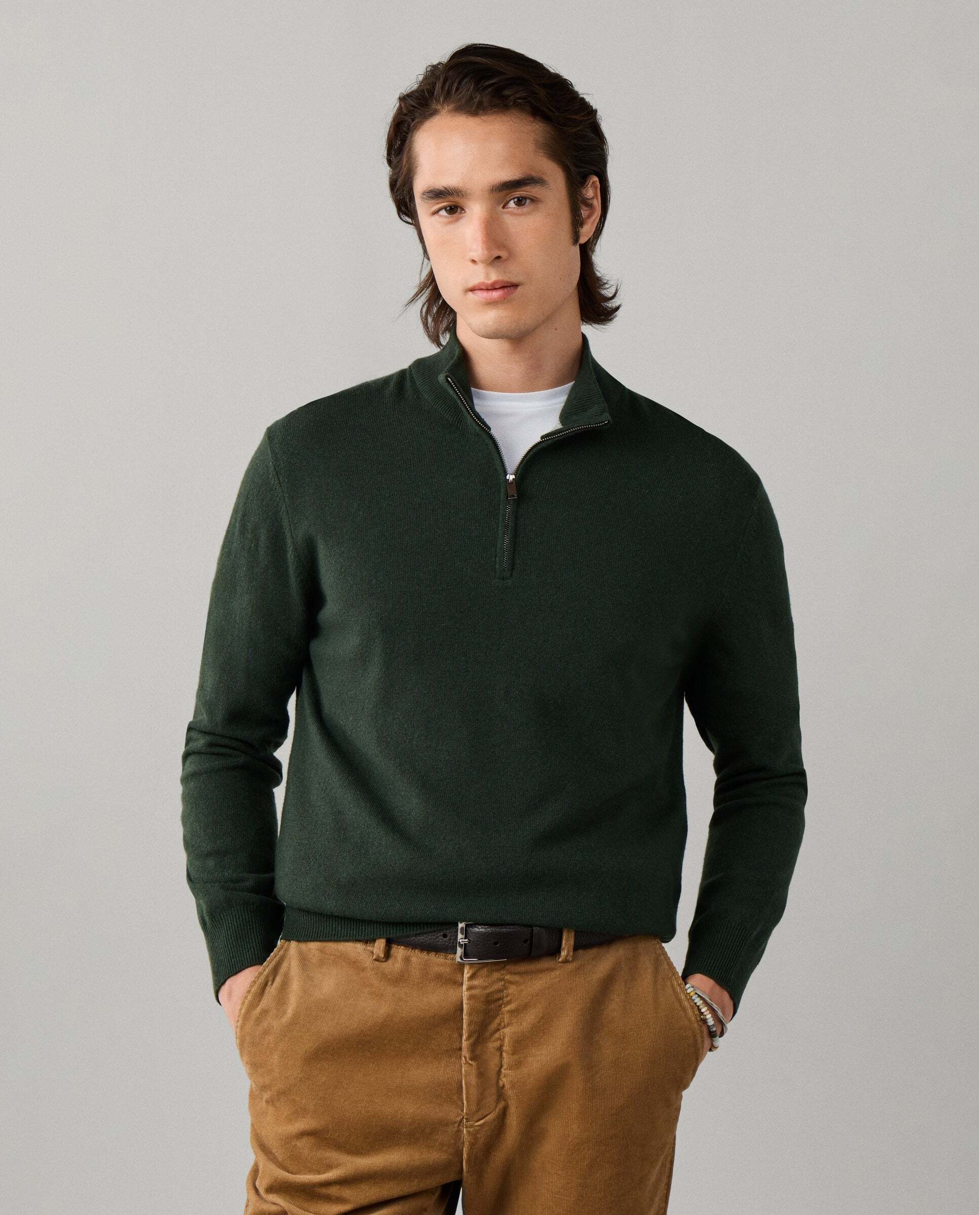 Jersey cashmere lana merino con cremallera - Hackett - Verde Verde-1