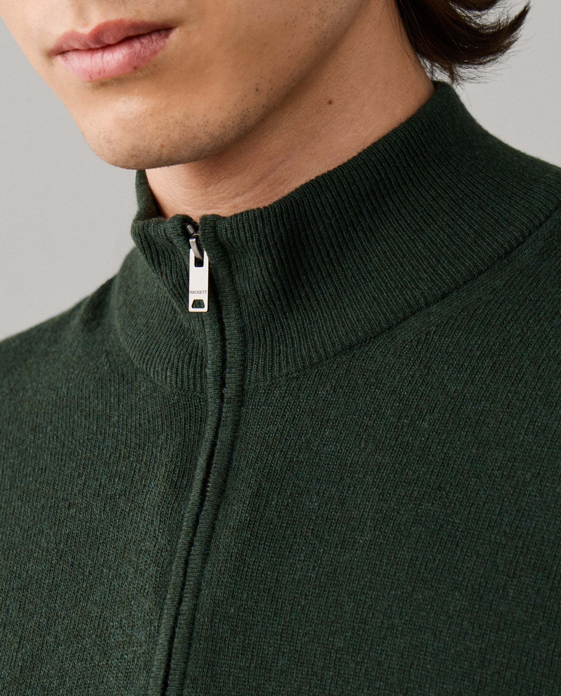 Jersey cashmere lana merino con cremallera - Hackett - Verde Verde-4
