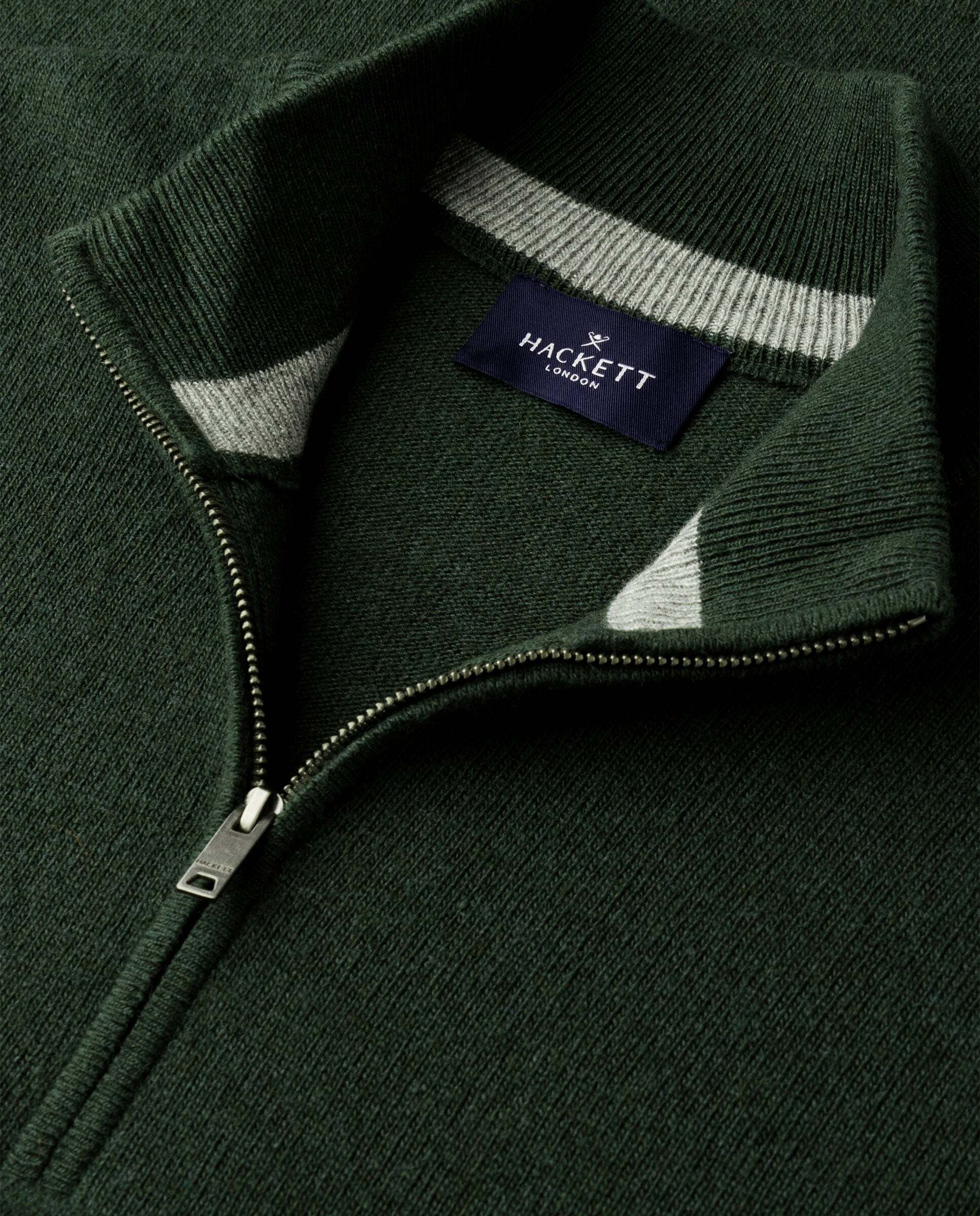 Jersey cashmere lana merino con cremallera - Hackett - Verde Verde-5
