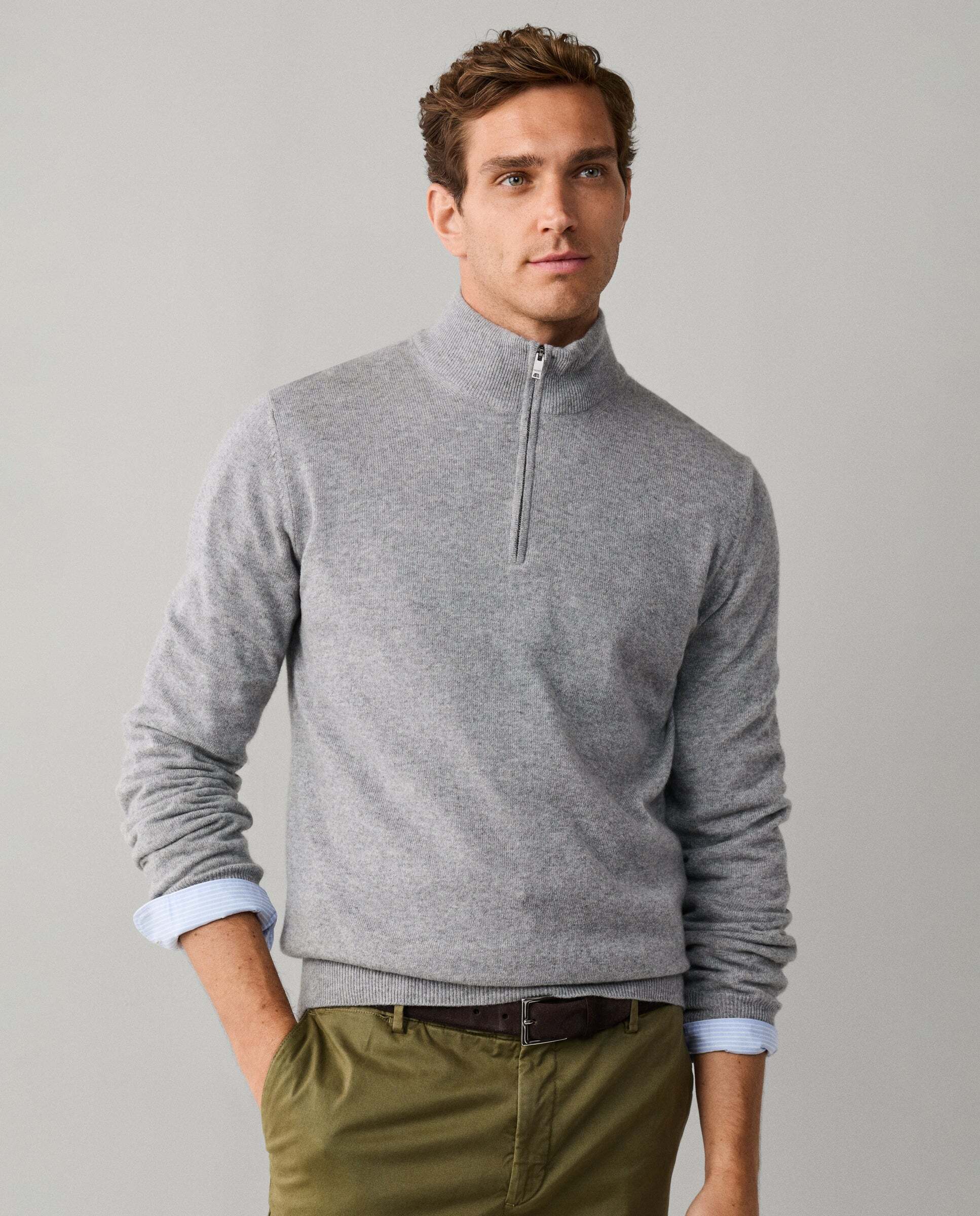 Jersey cashmere lana merino con cremallera - Hackett - Natural Natural-6
