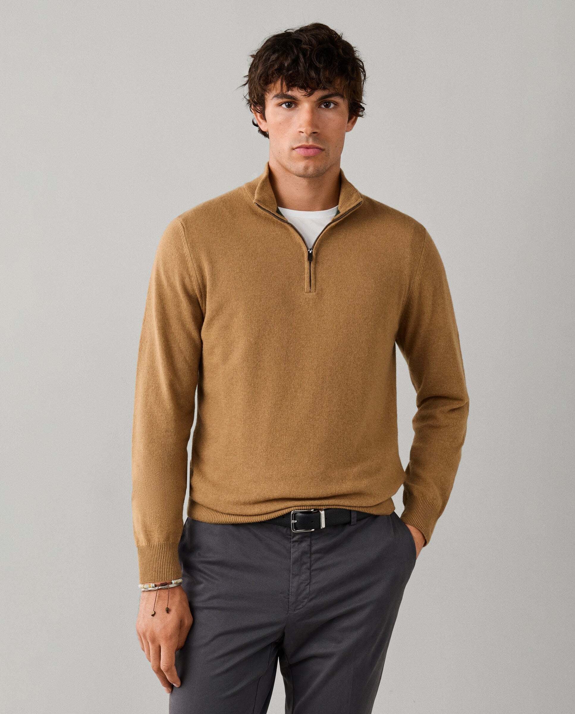 Jersey cashmere lana merino con cremallera - Hackett - Beige Beige-1