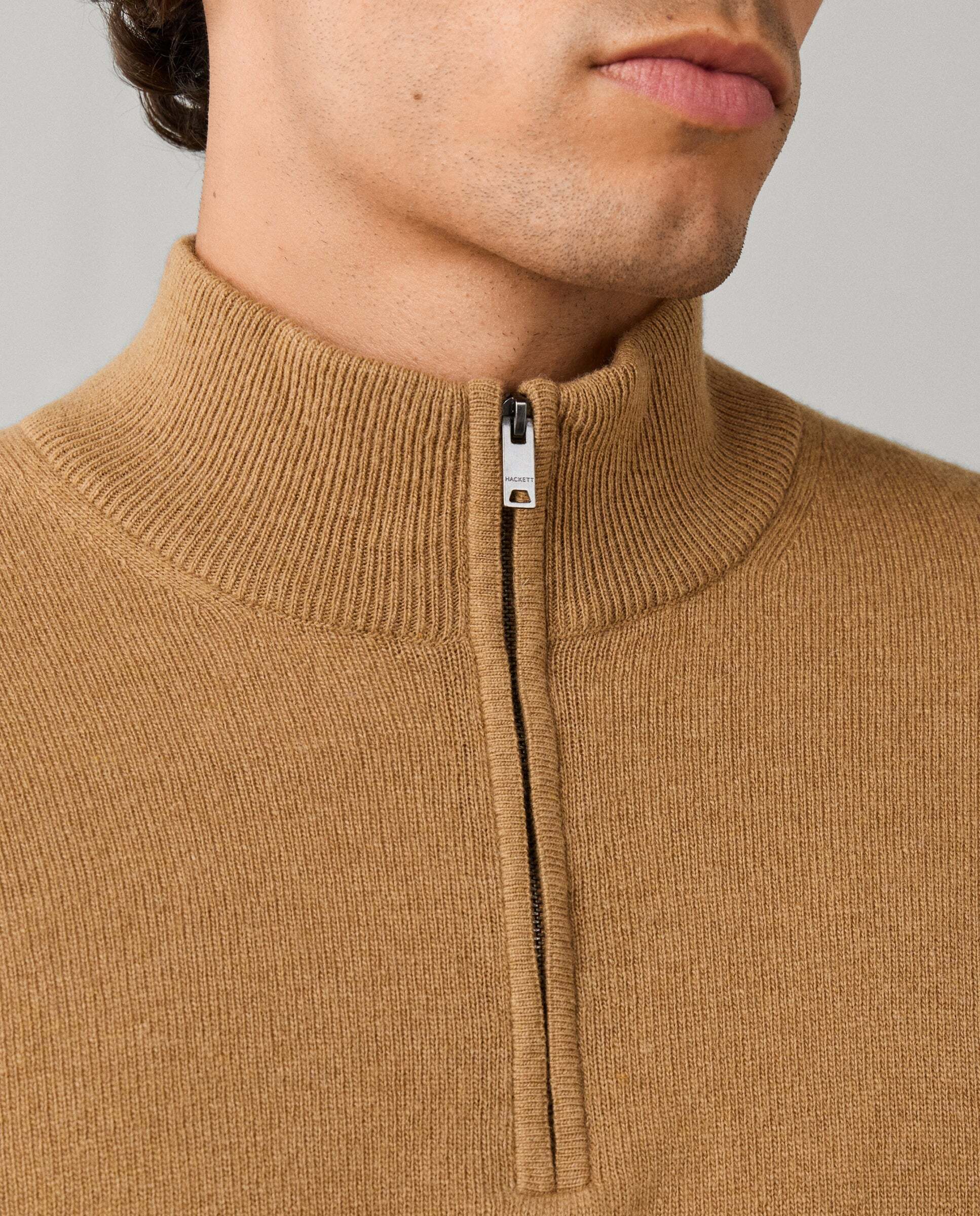Jersey cashmere lana merino con cremallera - Hackett - Beige Beige-4