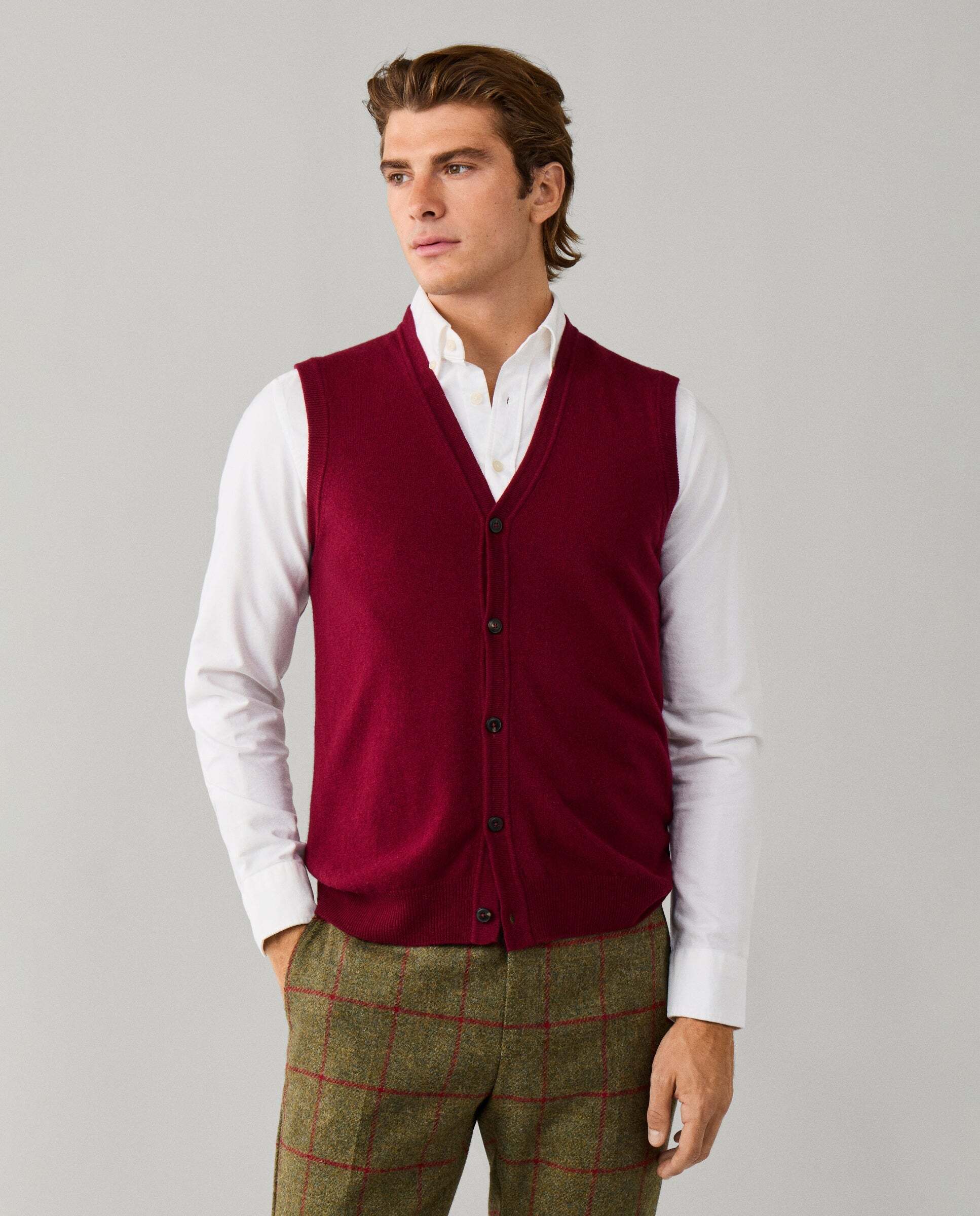Chaleco de hombre de lana merino-cashmere - Hackett - Rojo Rojo-1