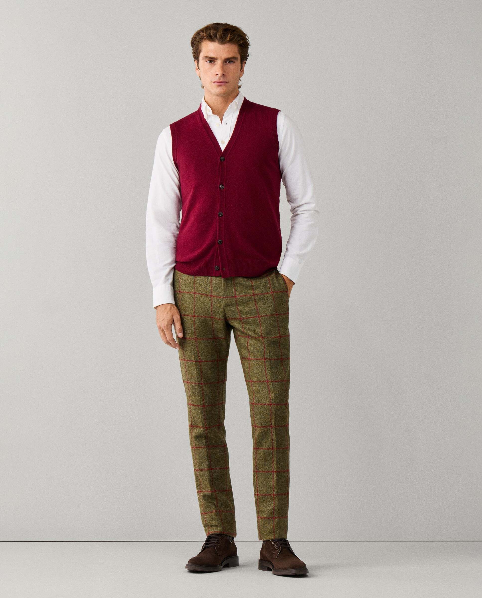Chaleco de hombre de lana merino-cashmere - Hackett - Rojo Rojo-2