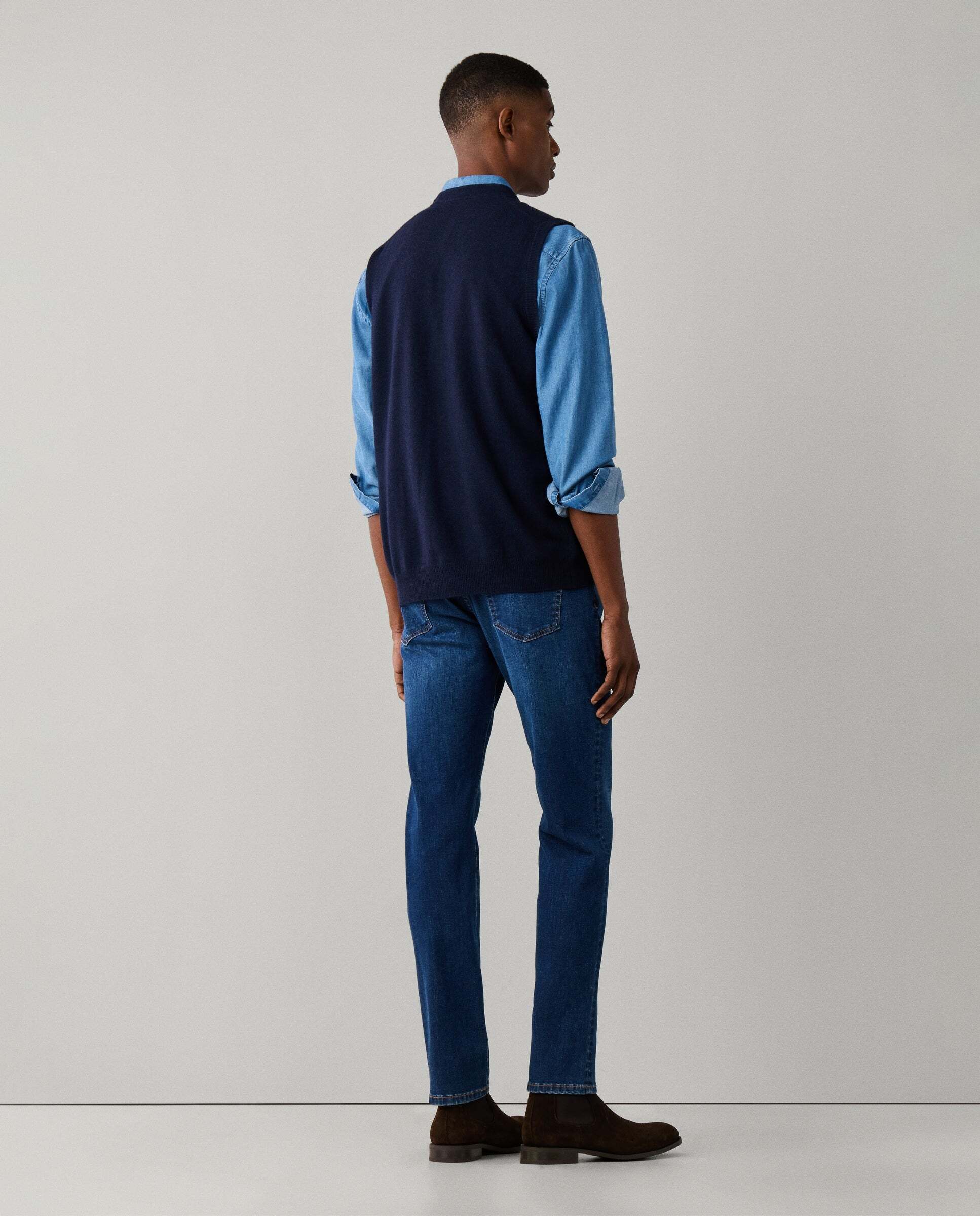 Chaleco de hombre de lana merino-cashmere - Hackett - Azul marino Azul marino-3