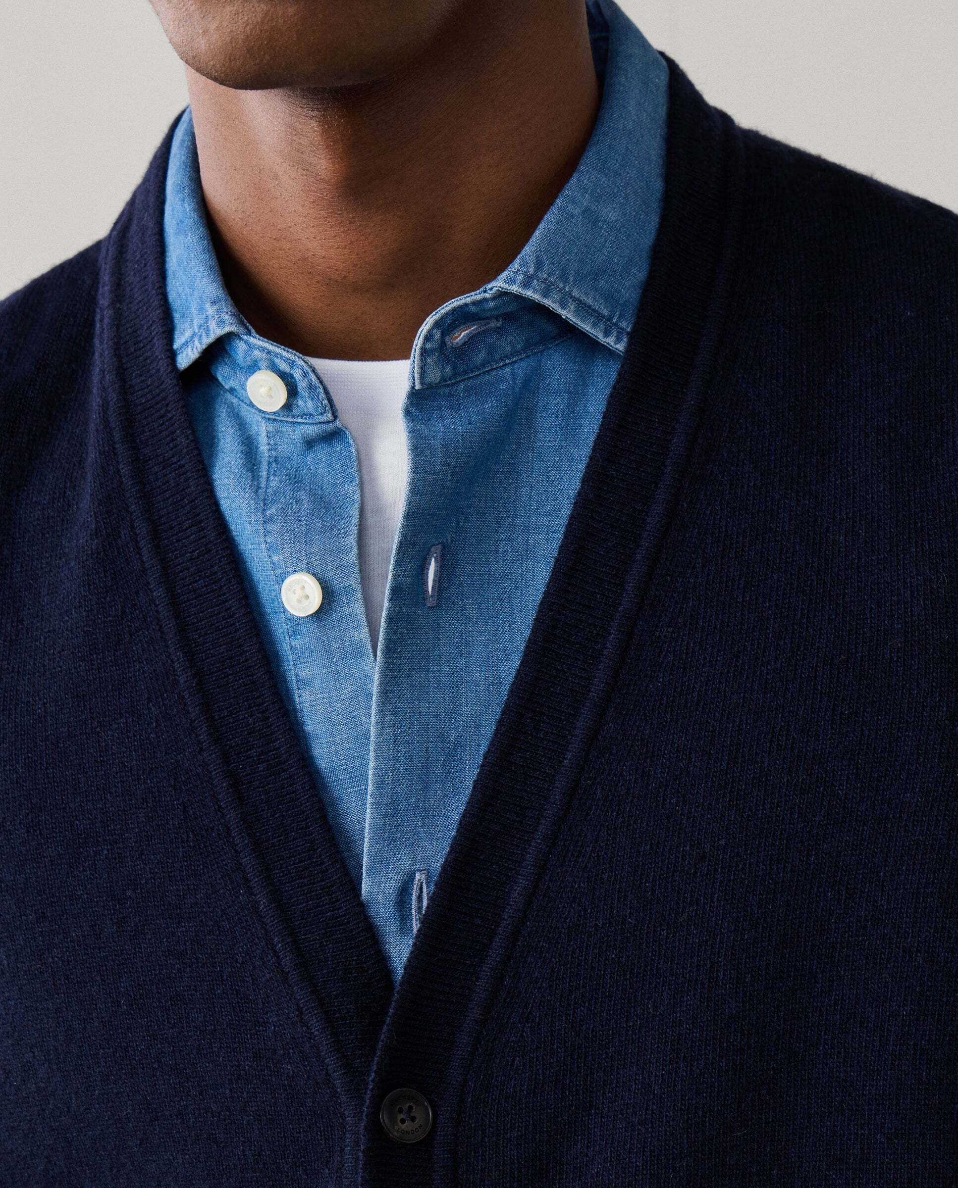 Chaleco de hombre de lana merino-cashmere - Hackett - Azul marino Azul marino-4